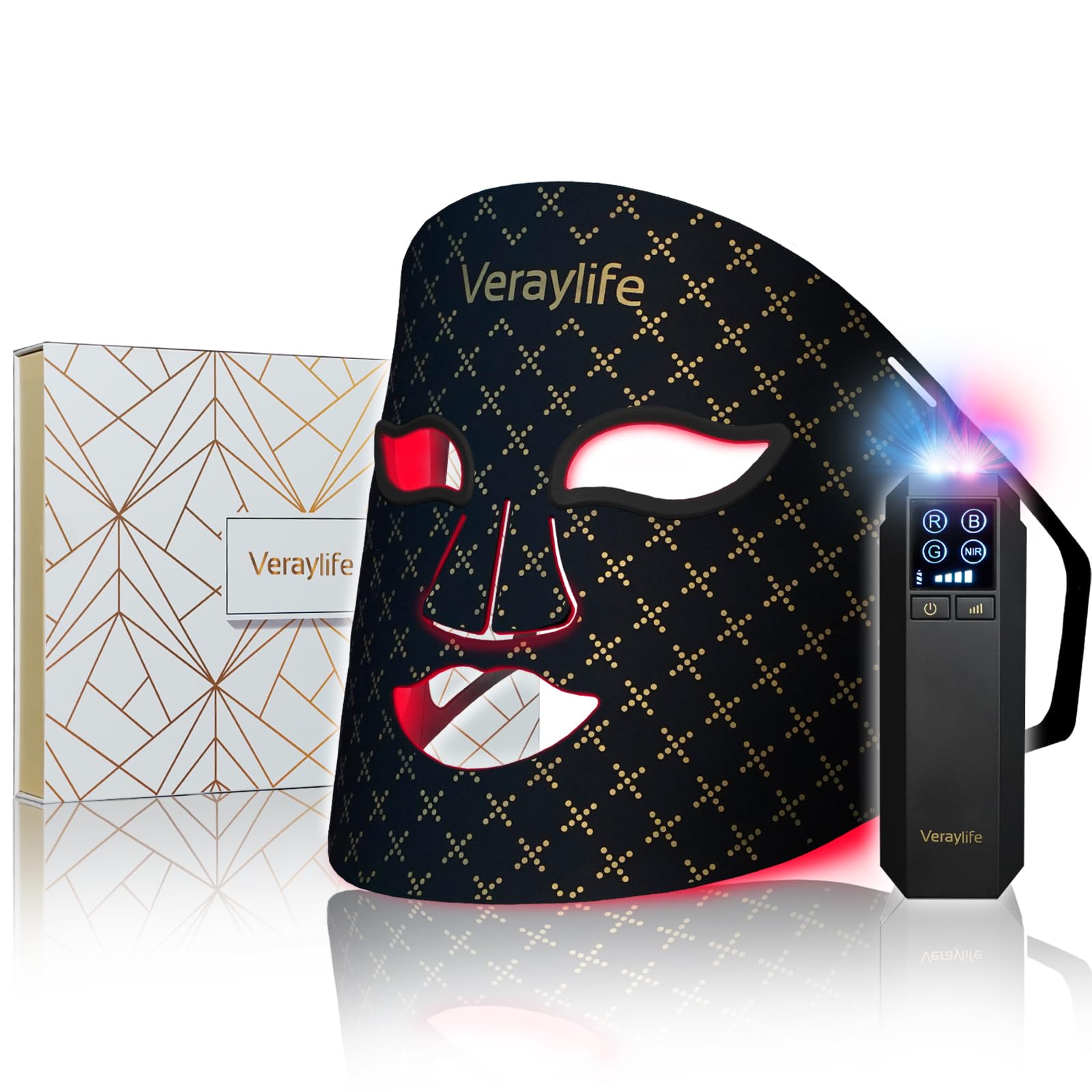 Veraylife mascarilla luz roja para la cara, suave y ergonómica, ideal para uso diario.