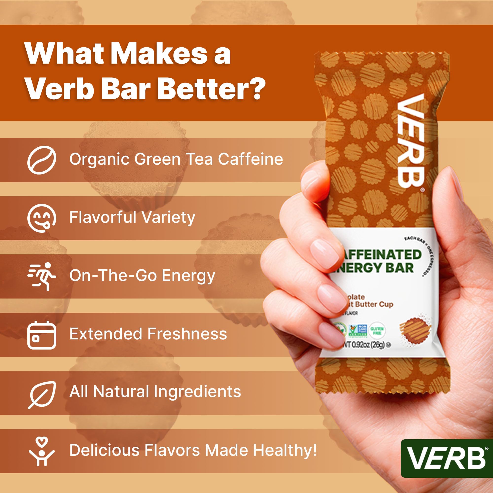 Snack portátil Verb para viajes, trabajo o entrenamiento ligero.