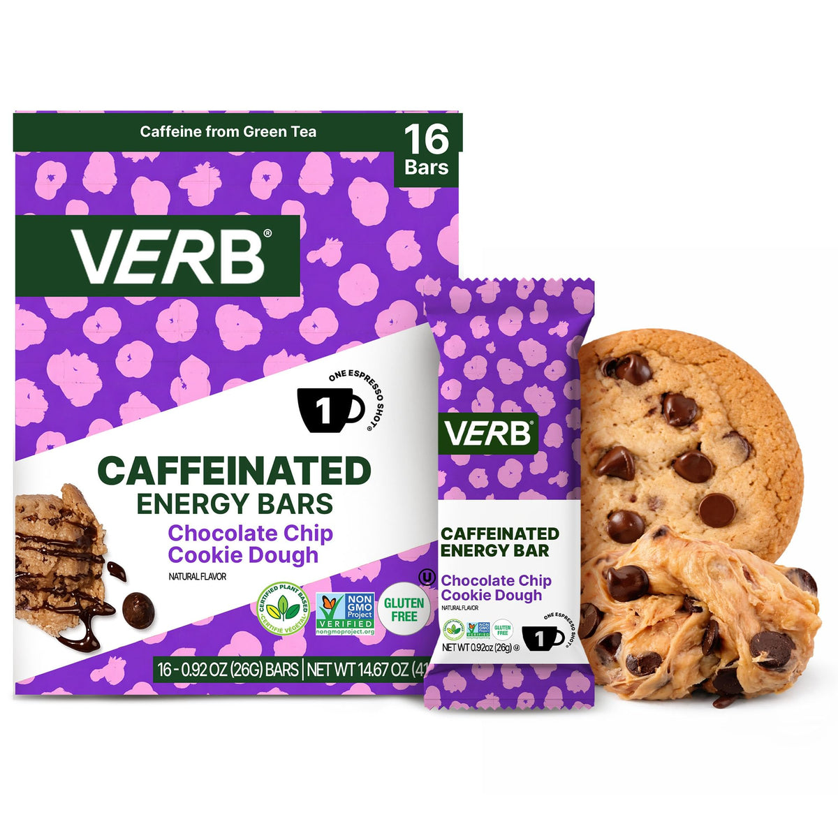 Verb Energy Bar barra con masa de galleta y chispas de chocolate para energía sostenida