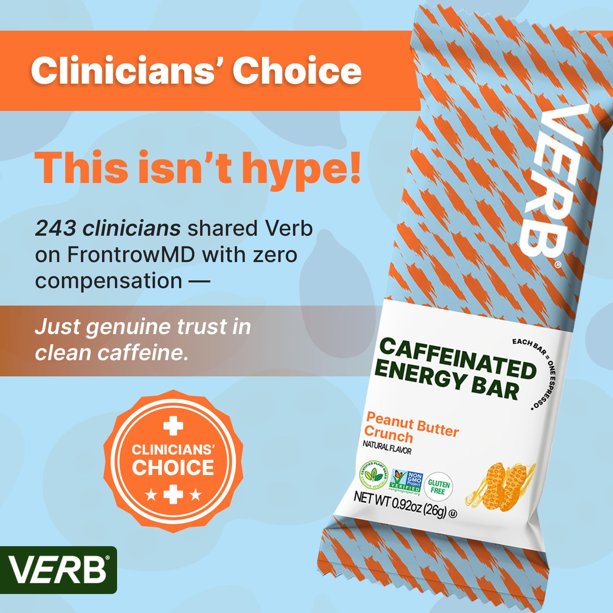 Verb Barra Energética ingredientes simples y avena sin gluten, snack limpio