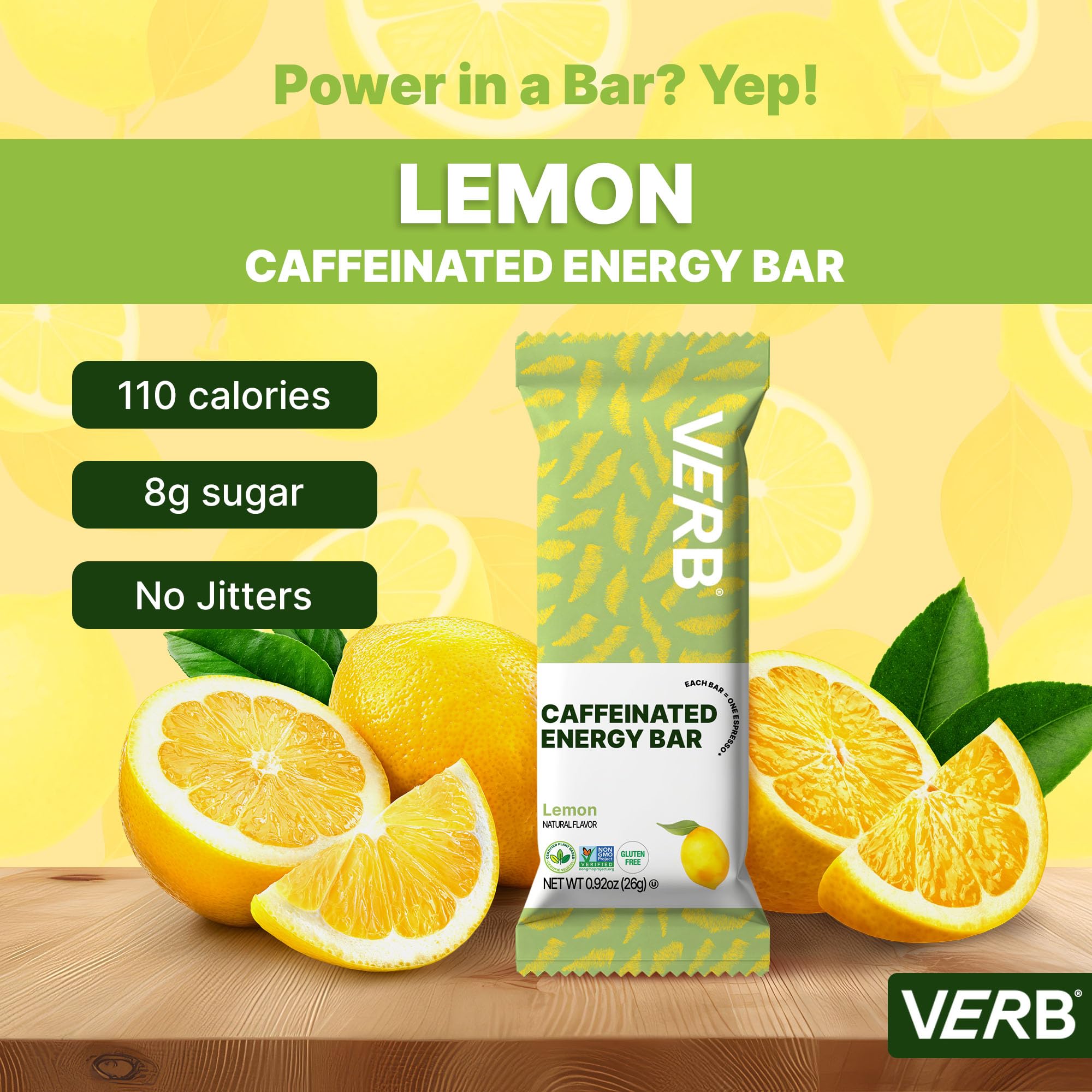 Barra Verb Energy Lemon, textura suave y masticable para disfrutar.