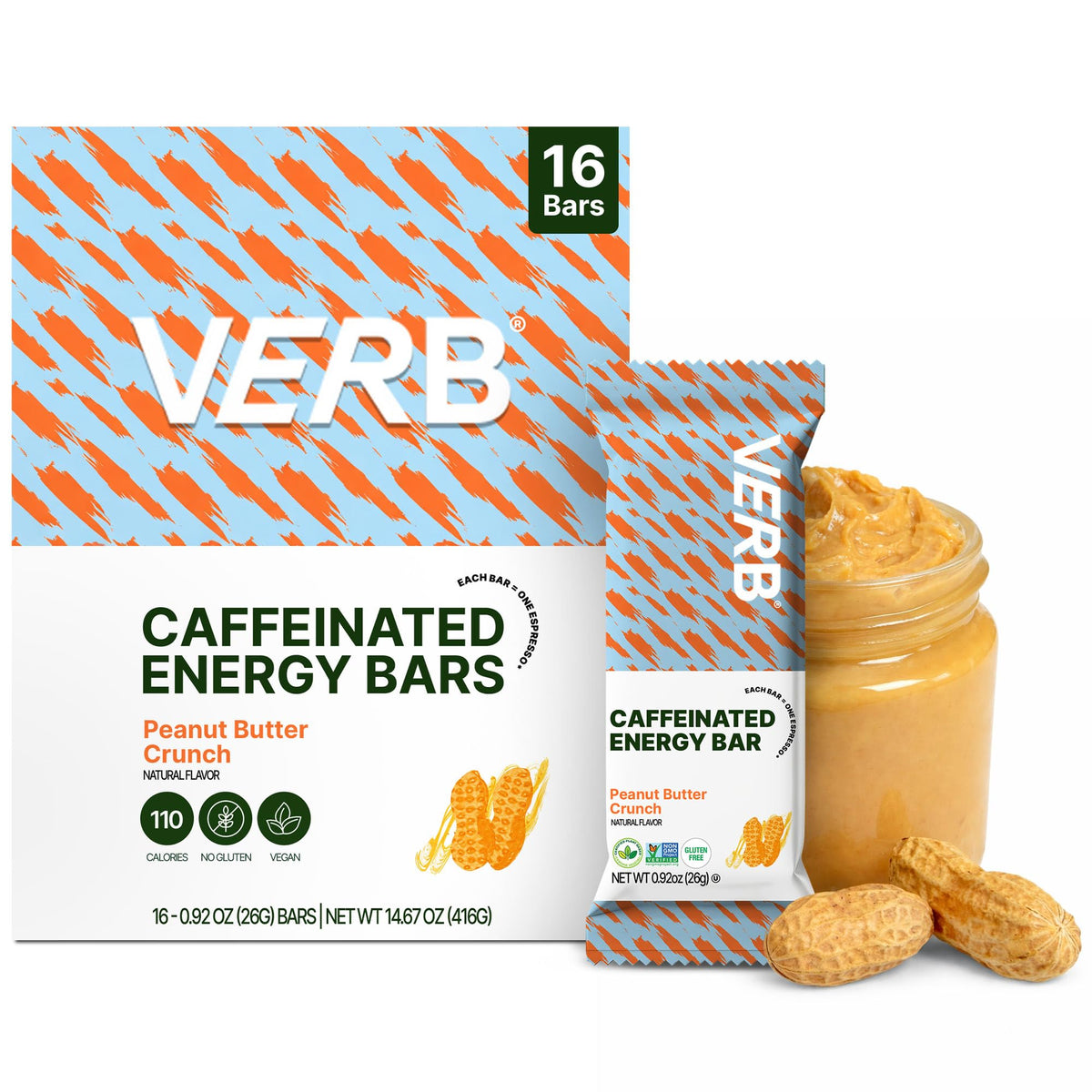 Verb Barra Energética textura crujiente, snack rápido para energía sostenida