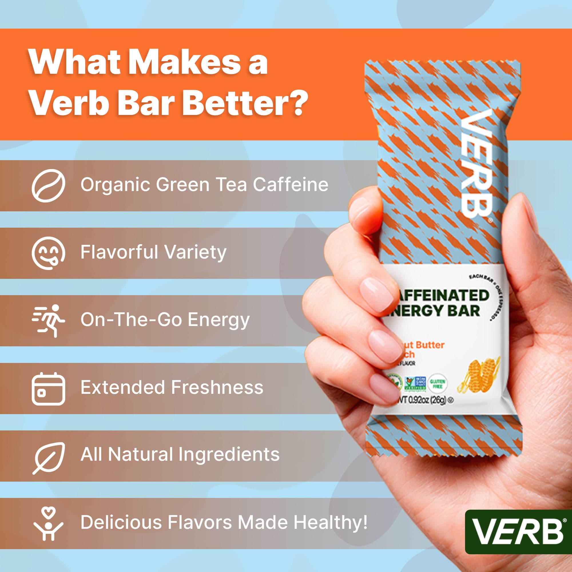 Verb Barra Energética snack móvil para viajes, uso práctico