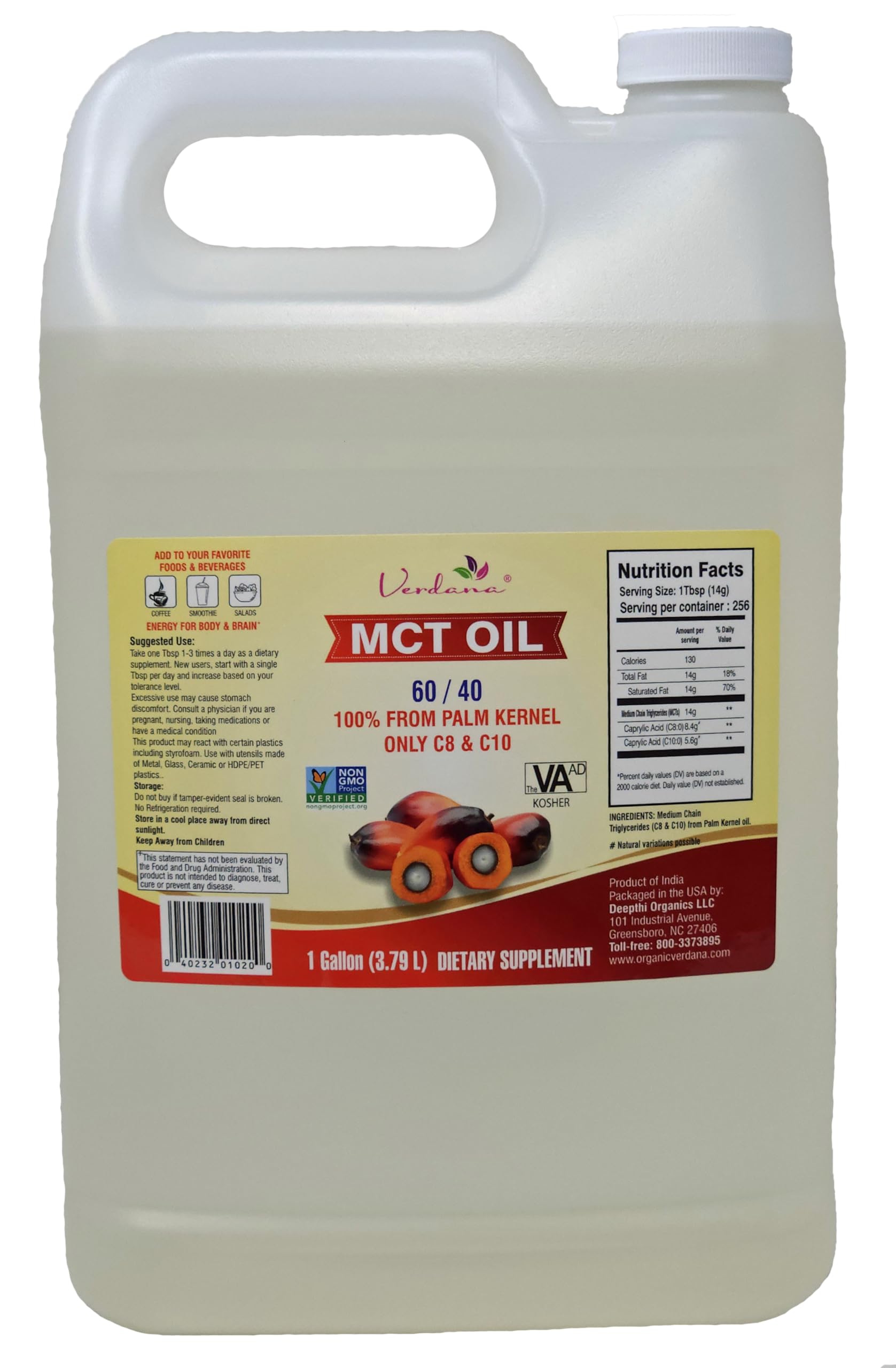 Verdana Aceite MCT: botella vertiendo para energía sostenida.