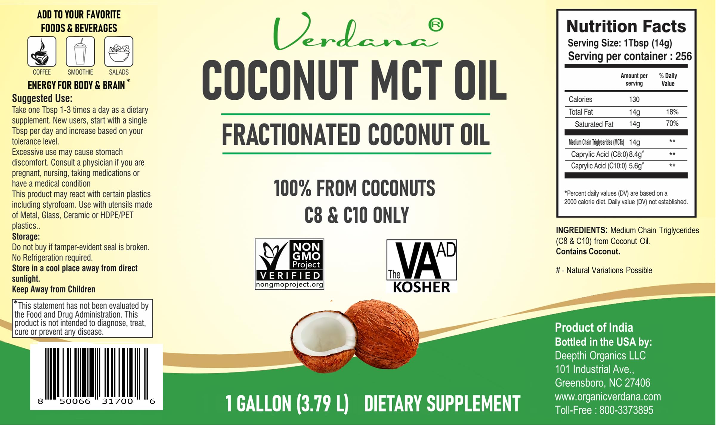 Aceite MCT de Verdana para enjuague bucal suave, sin alcohol.
