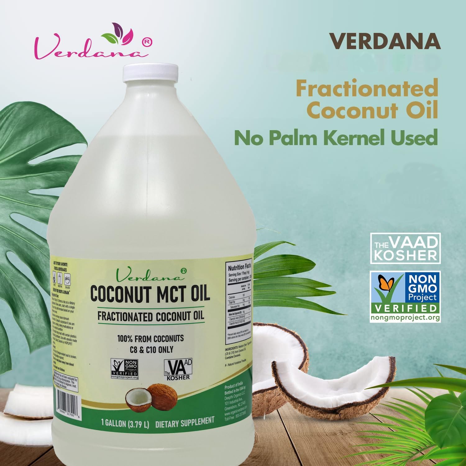 Verdana MCT de Coco como portador ligero para masajes y aromaterapia.