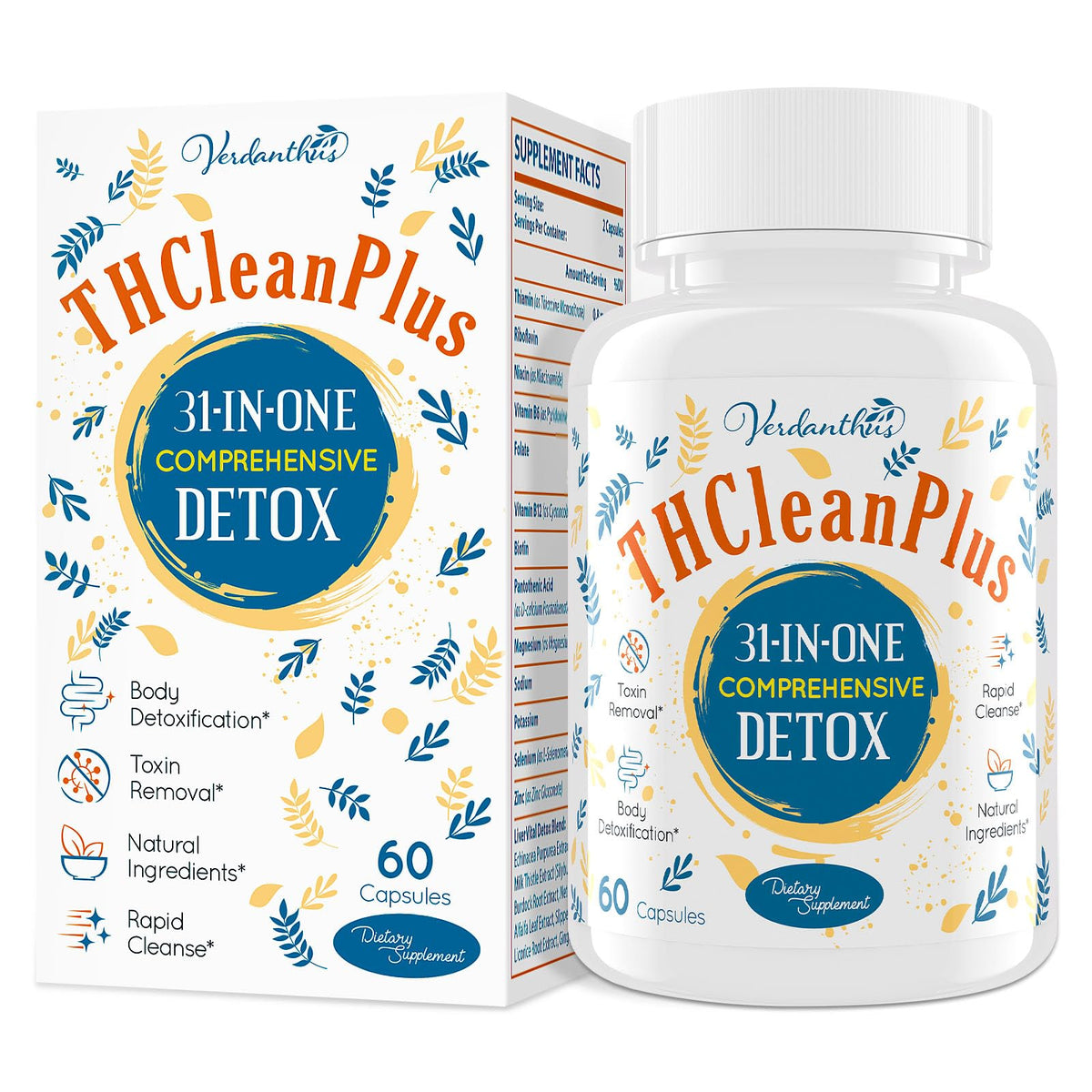 Verdanthus 31-en-UNO Detox, botella visible, apoyo al bienestar general.