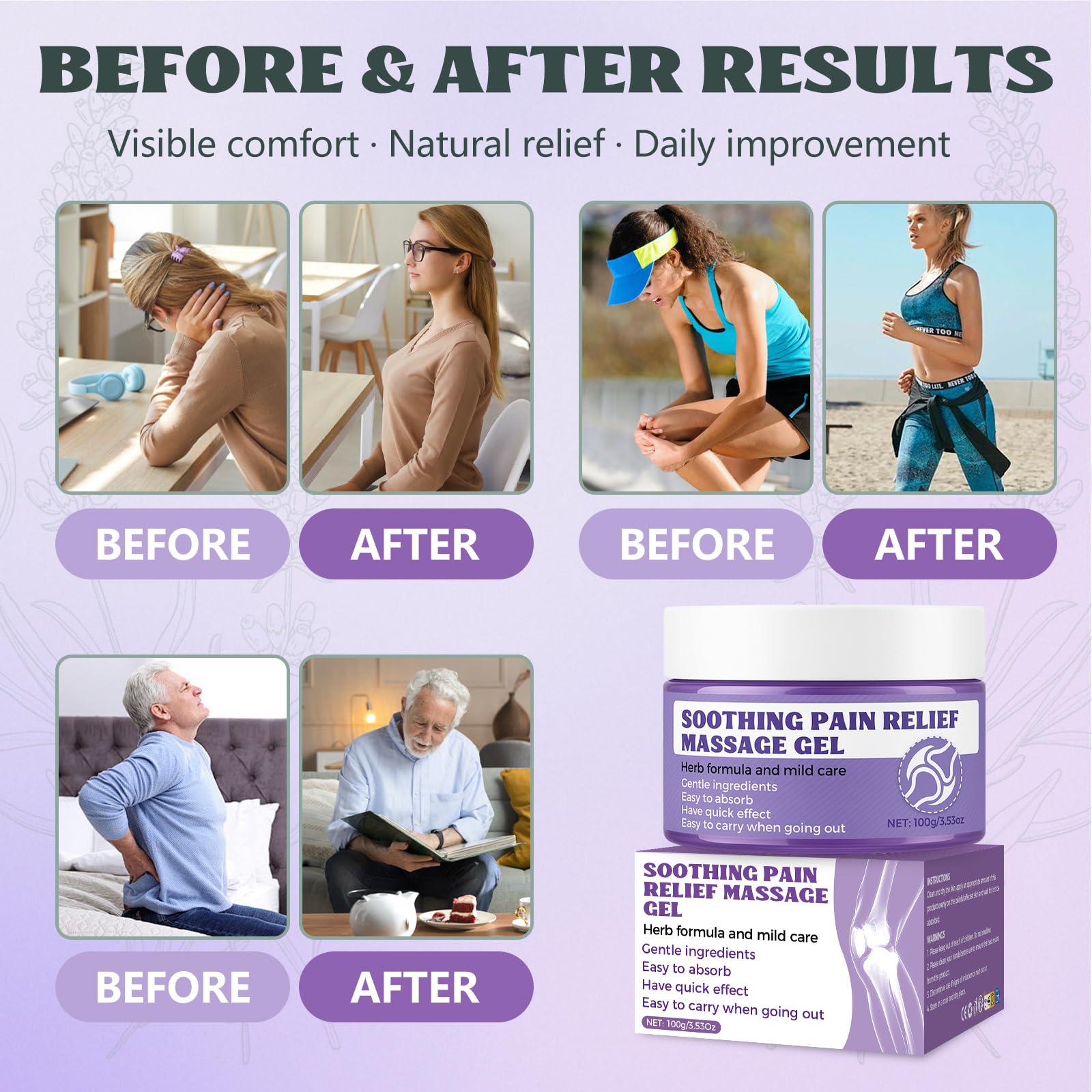 Gel morado de Vereclue con artemisa y jengibre, ingredientes naturales
