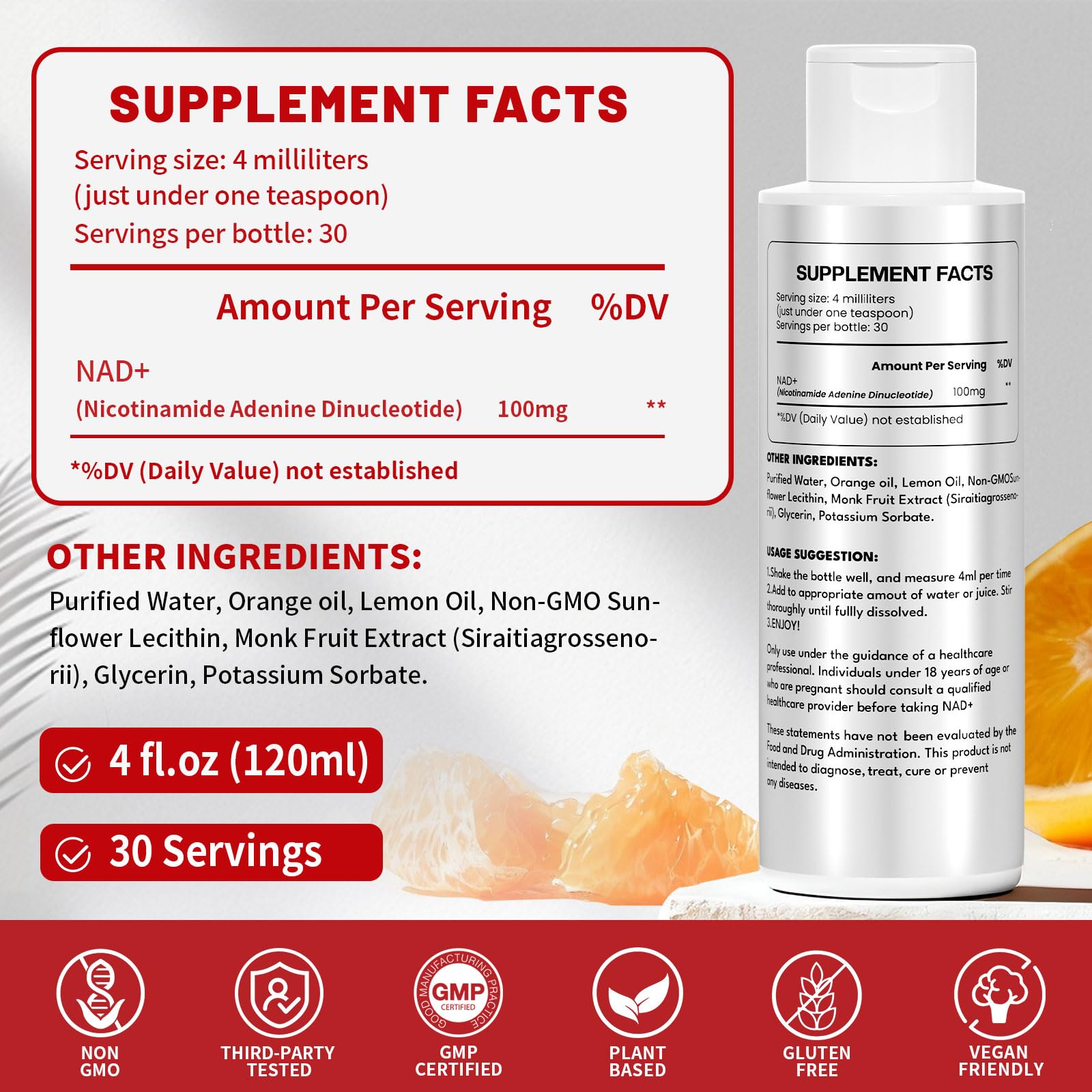 Vervidora NAD liposomales sabor naranja para tomar con agua