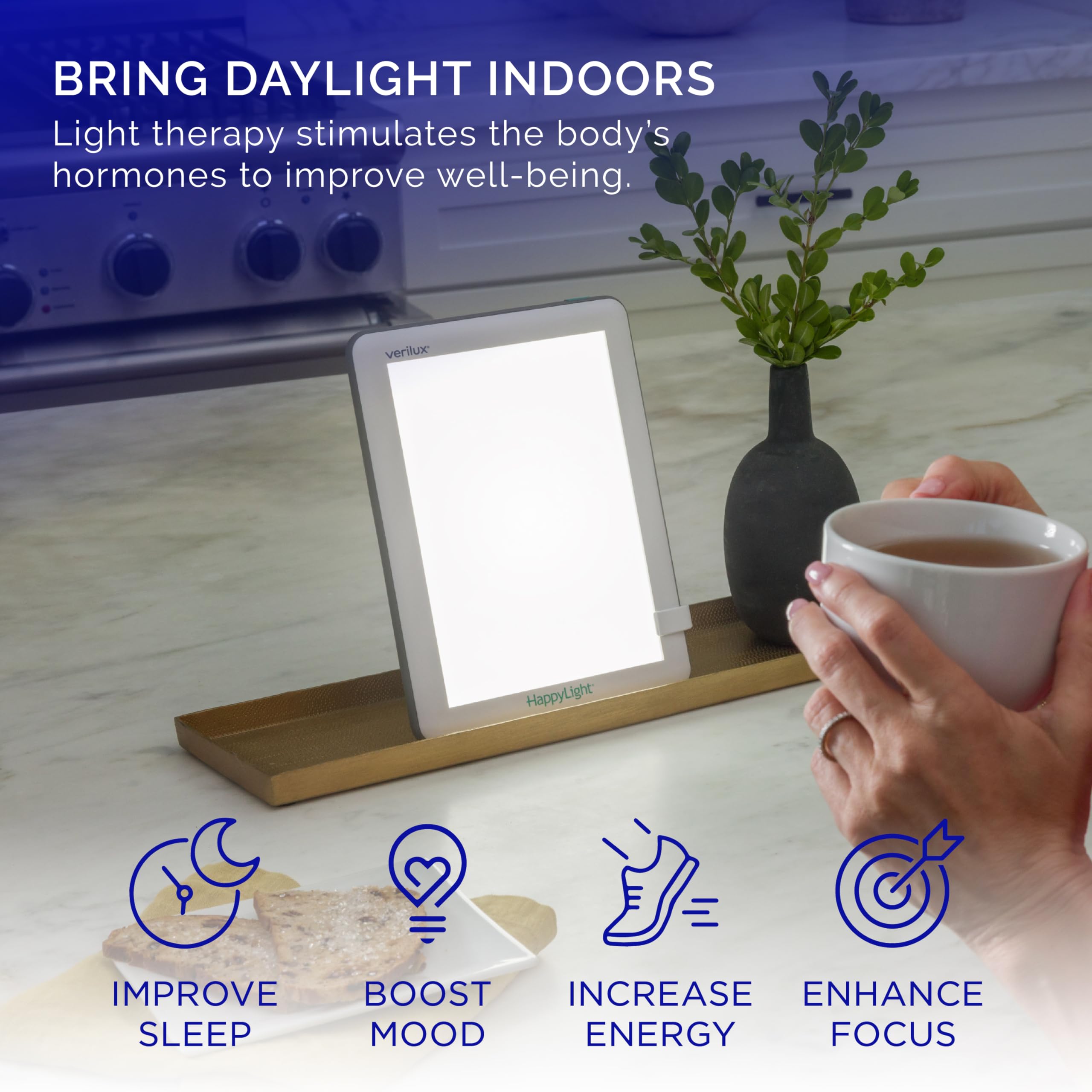 Verilux HappyLight Lucent con un solo botón facilita la terapia de luz
