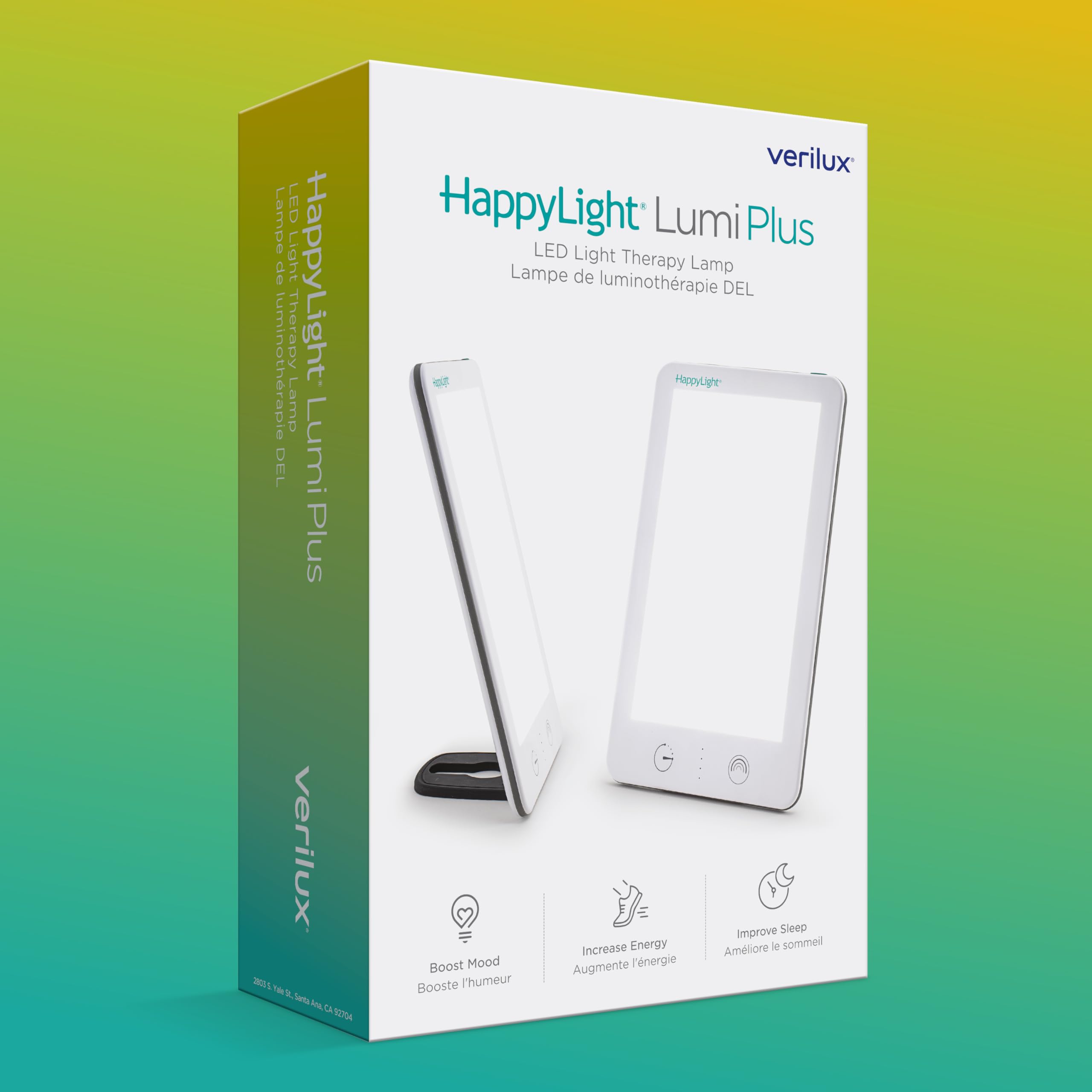 Verilux HappyLight Lumi Plus, diseño ultra delgado para portabilidad y transporte.
