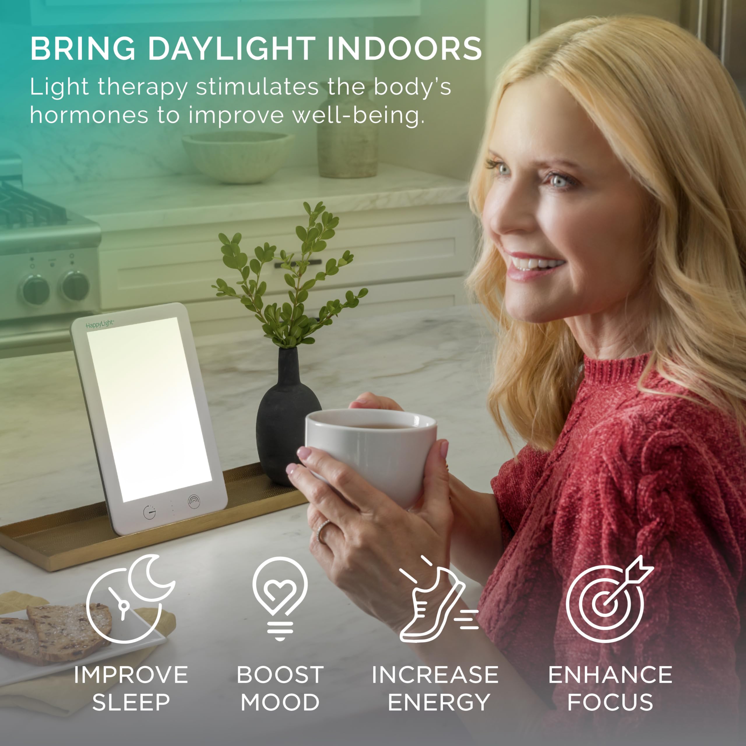 Verilux HappyLight Lumi Plus, luz LED blanca para claridad mental en la oficina.