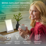 Verilux HappyLight Lumi Plus, luz LED blanca para claridad mental en la oficina.