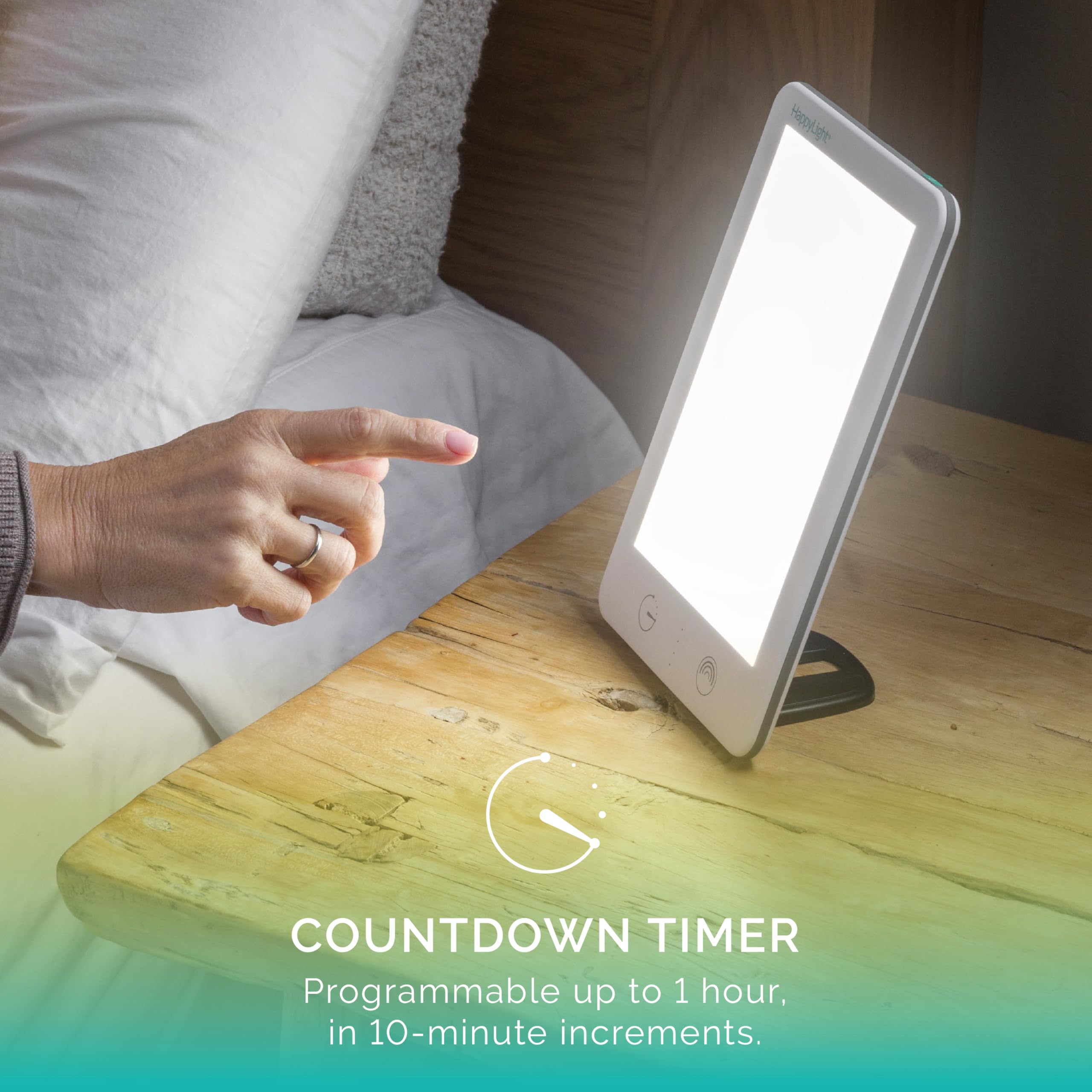 Verilux HappyLight Lumi Plus, temporizador programable hasta una hora para gestionar usos.