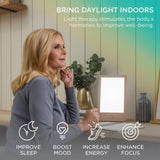 Verilux HappyLight Luxe, ajuste de brillo para adaptar la luz a tus rutinas.