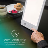 Verilux HappyLight Luxe temporizador programable para sesiones breves.