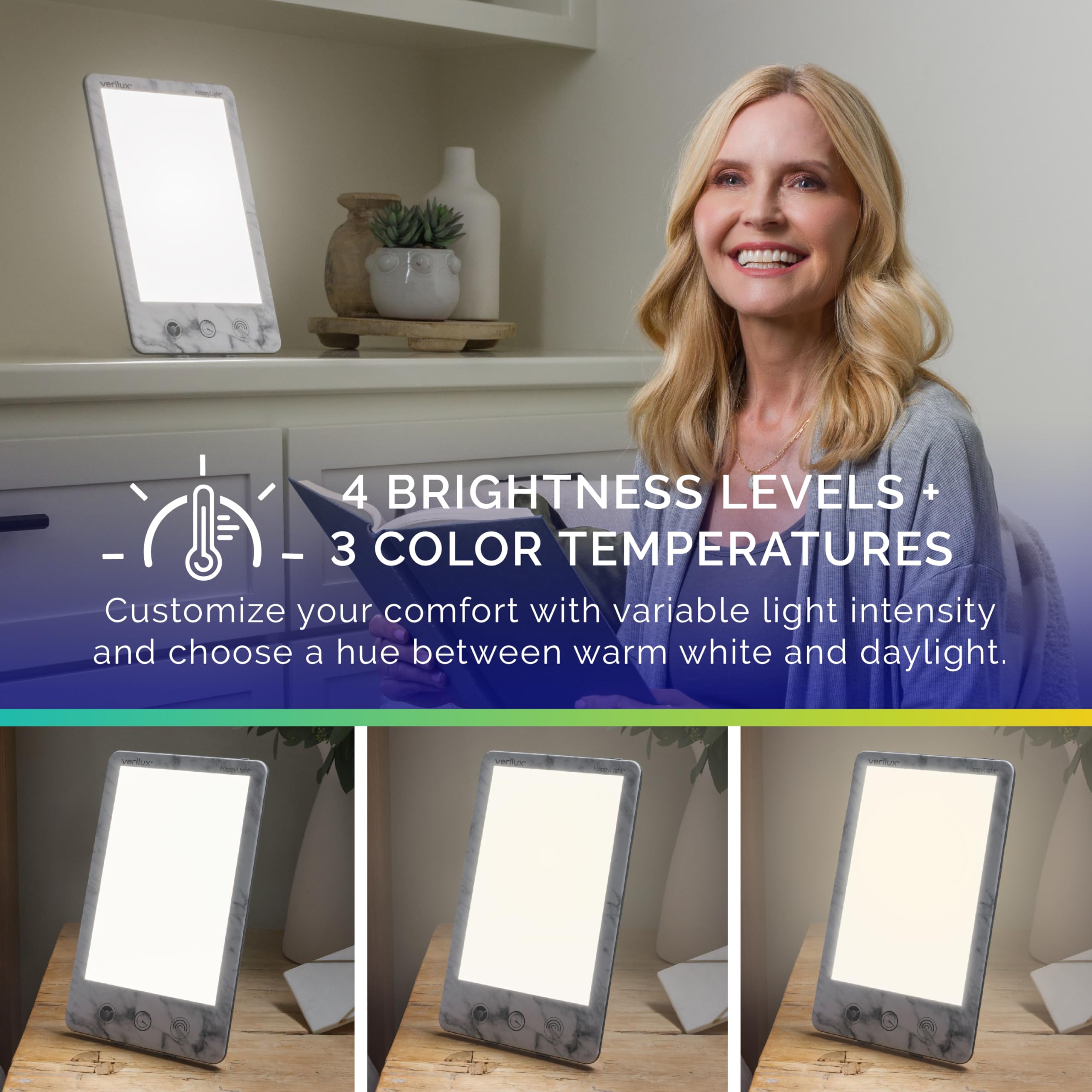 Verilux HappyLight Luxe temporizador programable para sesiones cortas y consistentes