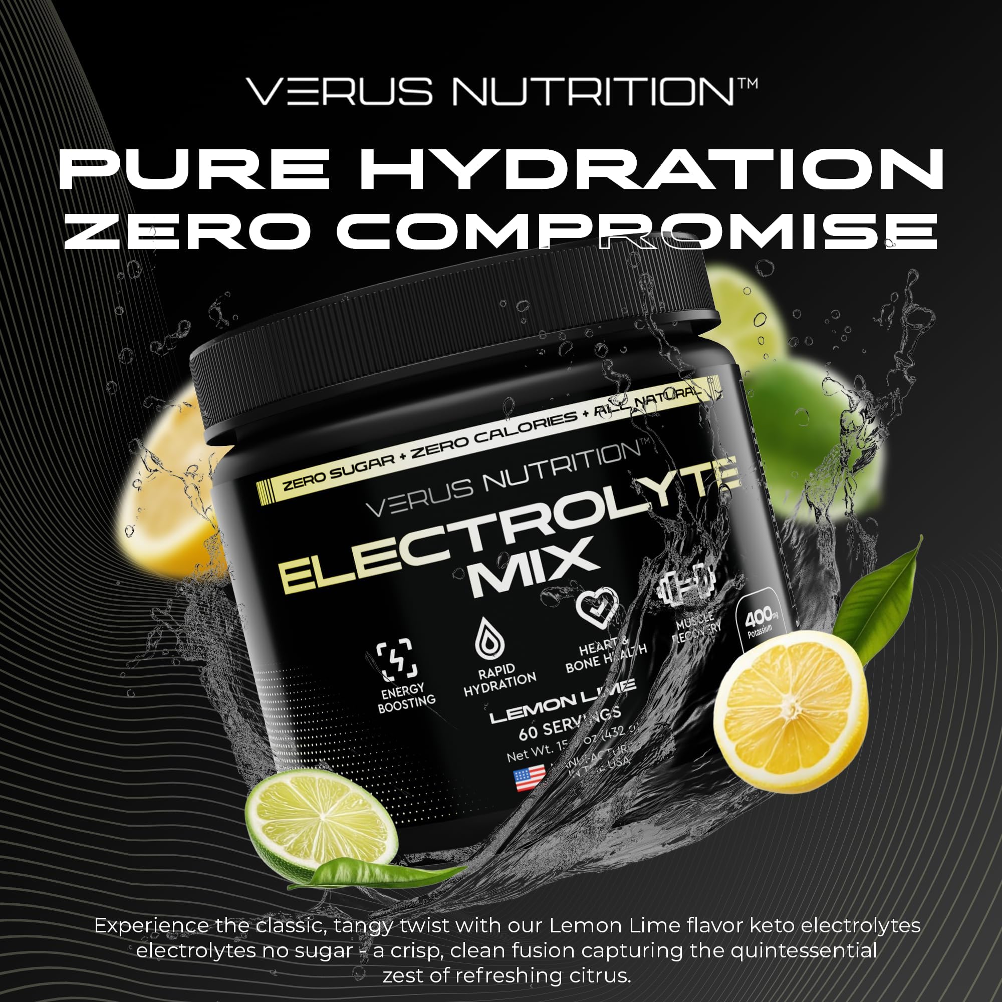 VERUS NUTRITION botella de hidratación, envase reutilizable para bebidas sin azúcar