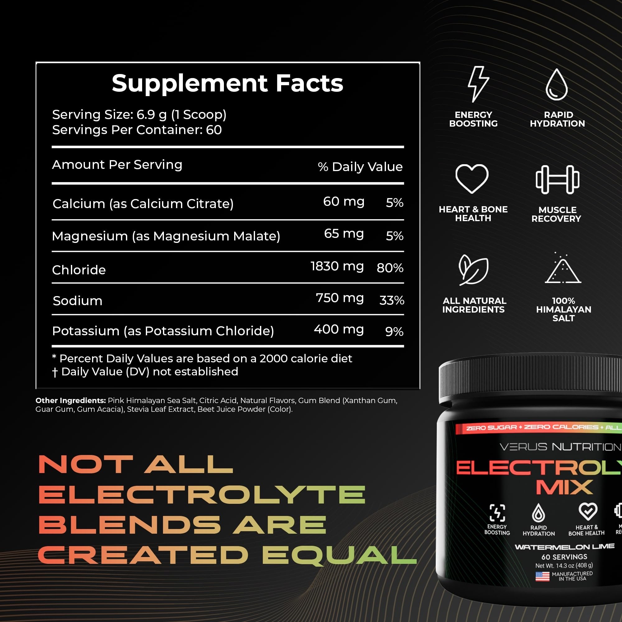 Disolución rápida VERUS NUTRITION con electrolitos sabor sandia-lima