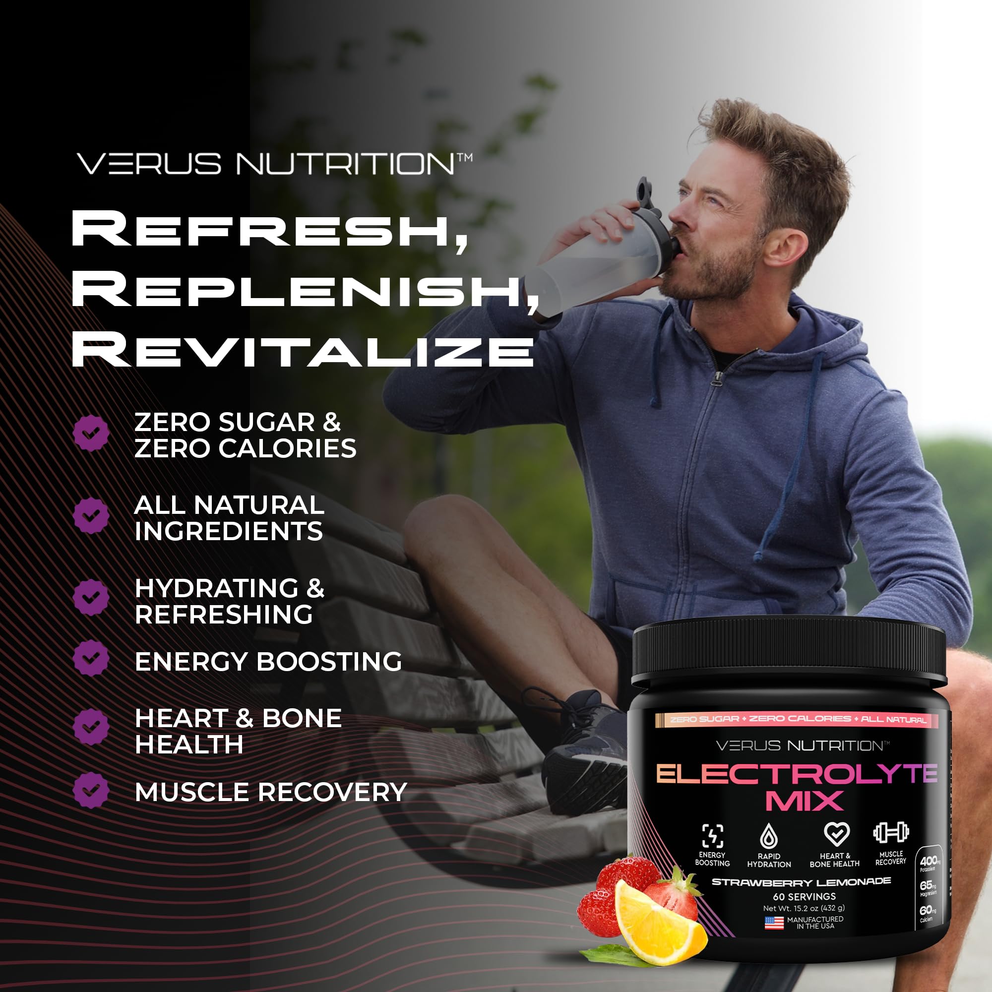 Mezcla de calcio, magnesio y sodio VERUS NUTRITION Electrolytes