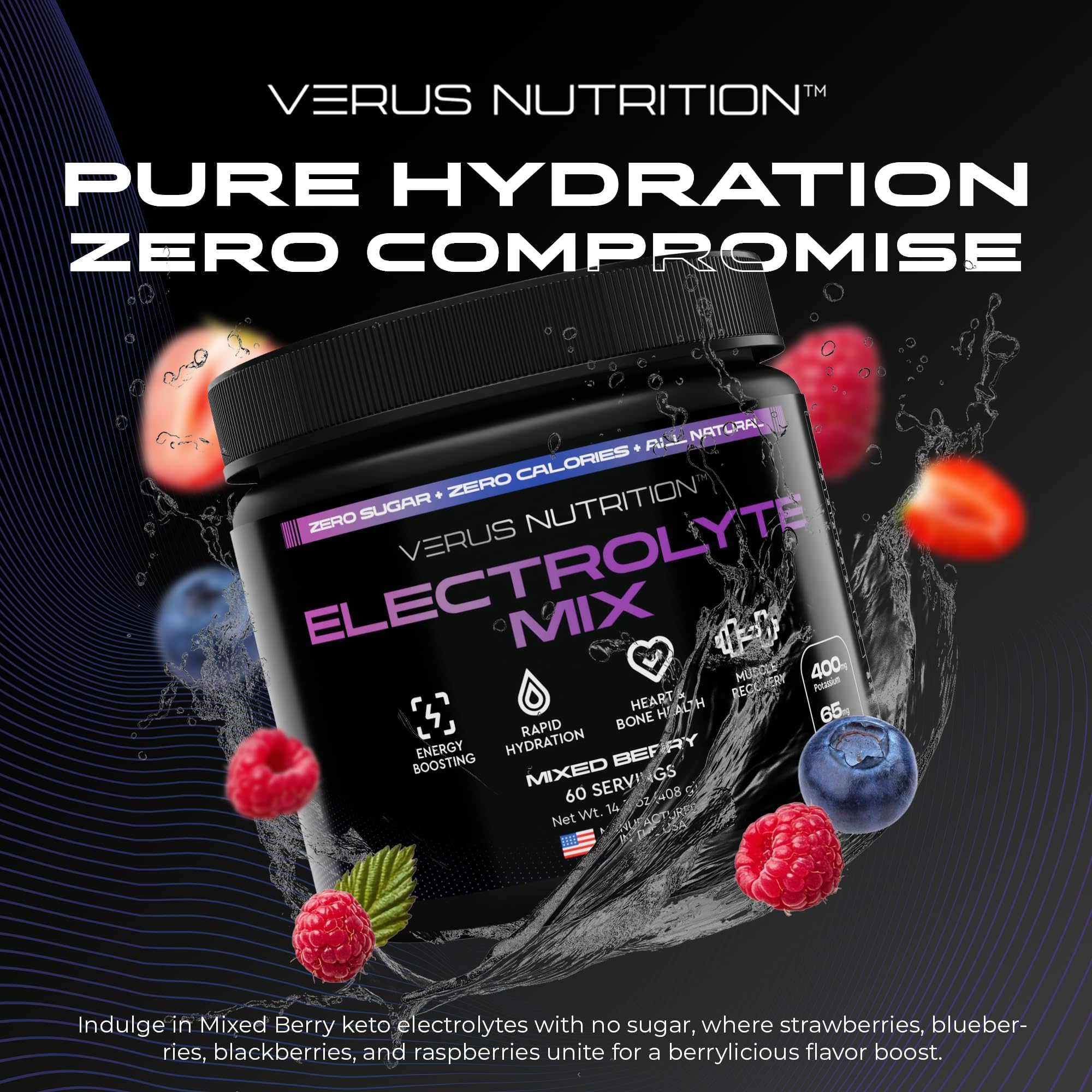 VERUS NUTRITION electrolitos en polvo sabor Miami Vice para entrenos intensos