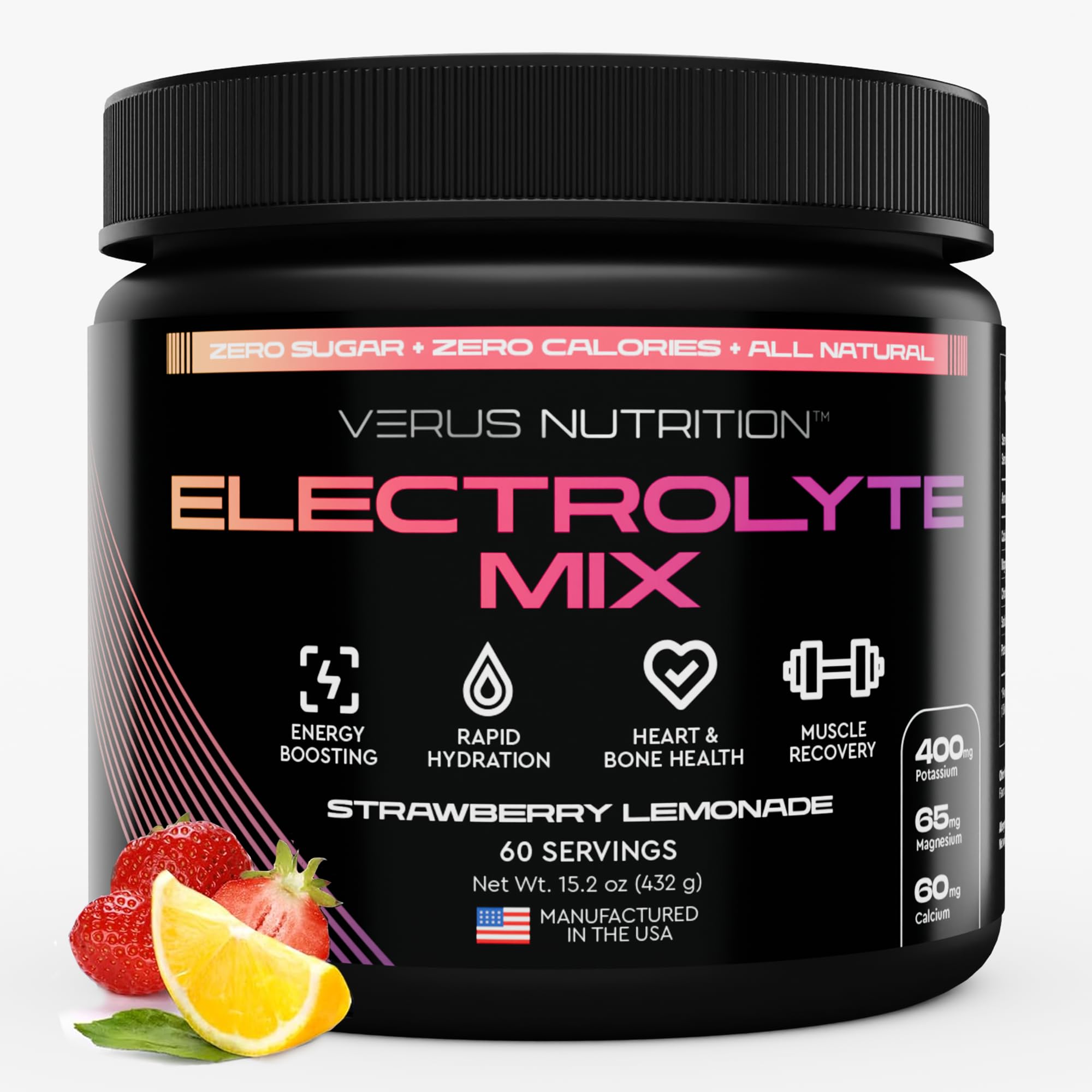 VERUS NUTRITION Electrolytes en polvo sin azúcar en envase para hidratación diaria