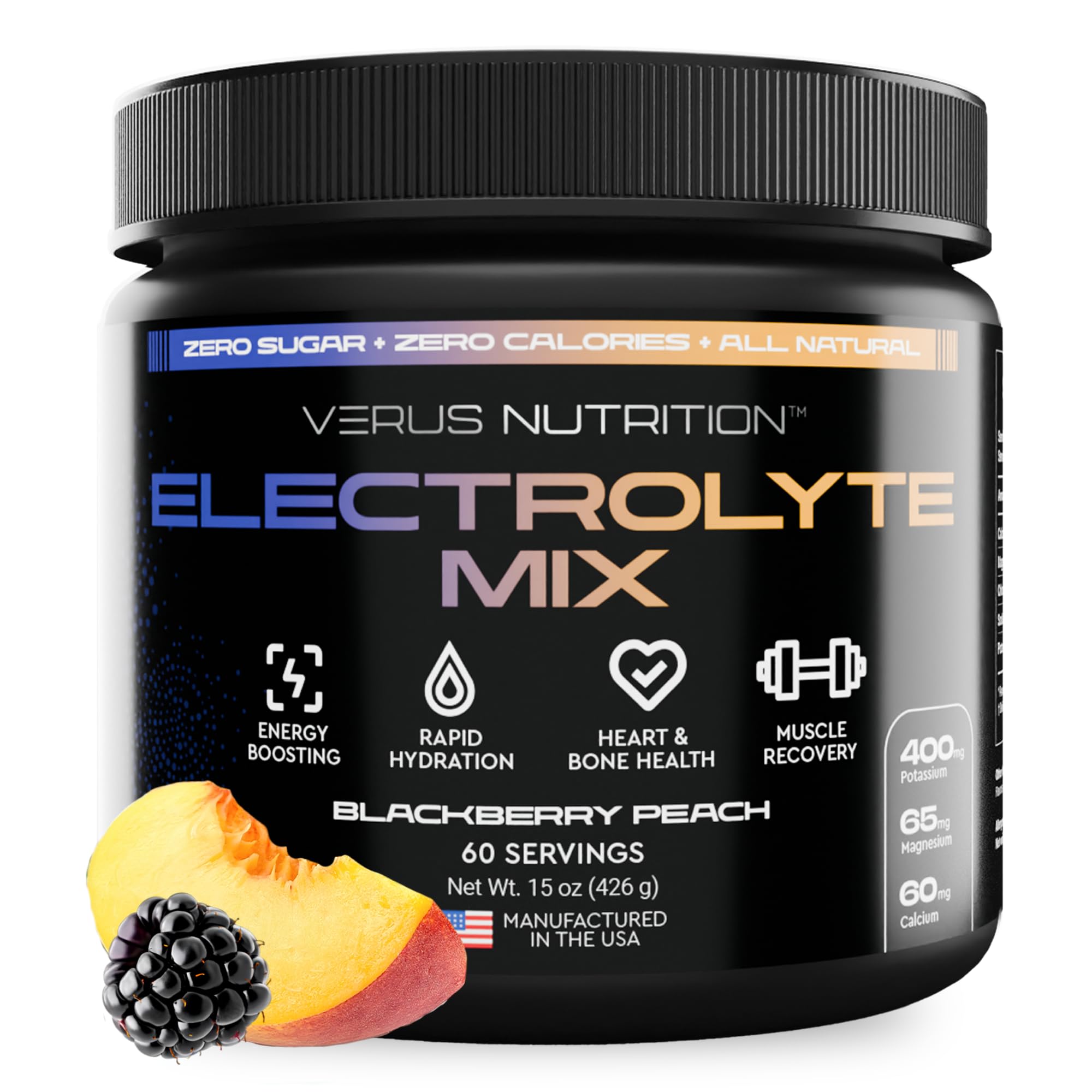 VERUS NUTRITION electrolitos sin azúcar en empaque reciclable para hidratación diaria