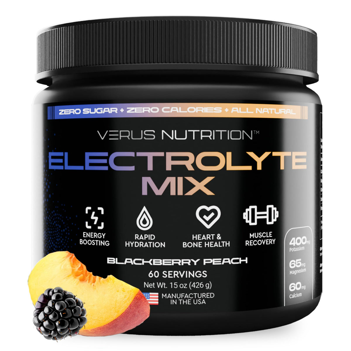 VERUS NUTRITION electrolitos sin azúcar en empaque reciclable para hidratación diaria