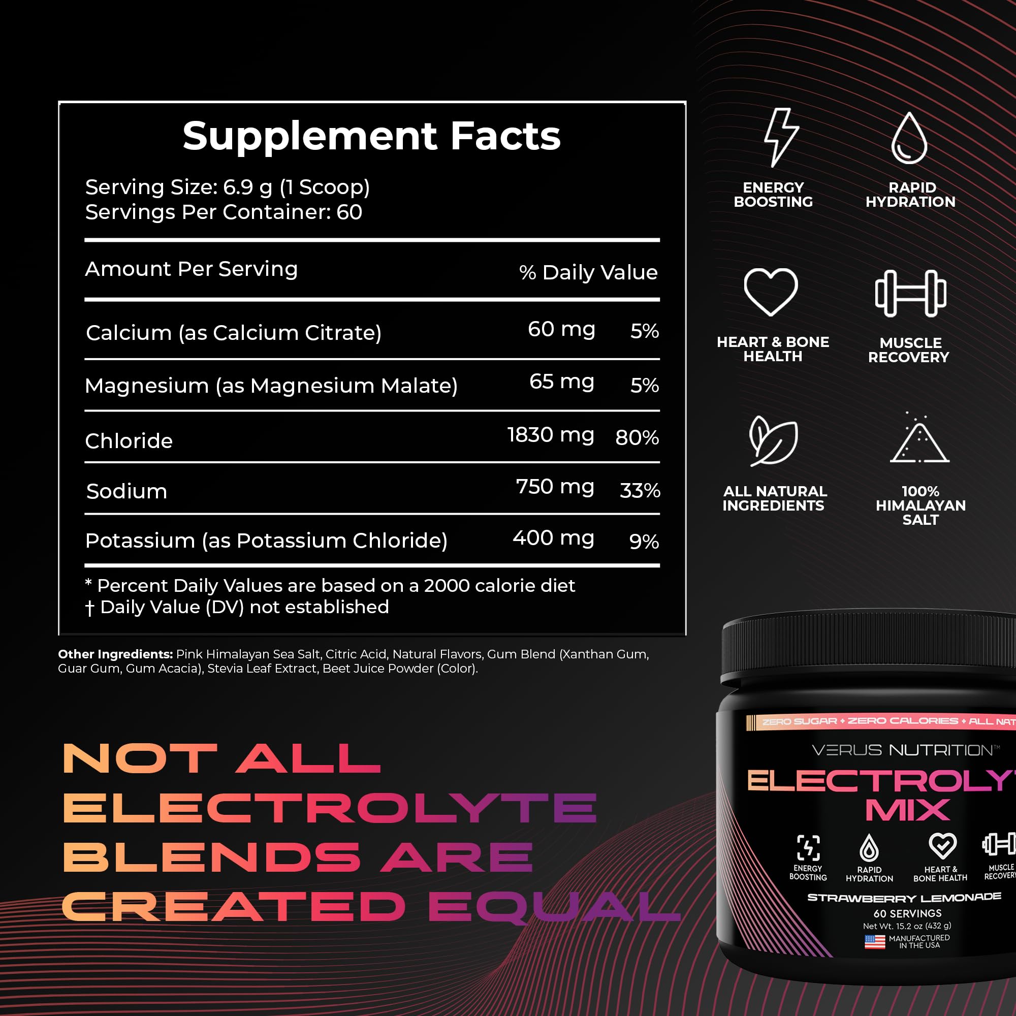 Sabor Miami Vice VERUS NUTRITION Electrolytes, bebida sabrosa para recuperación