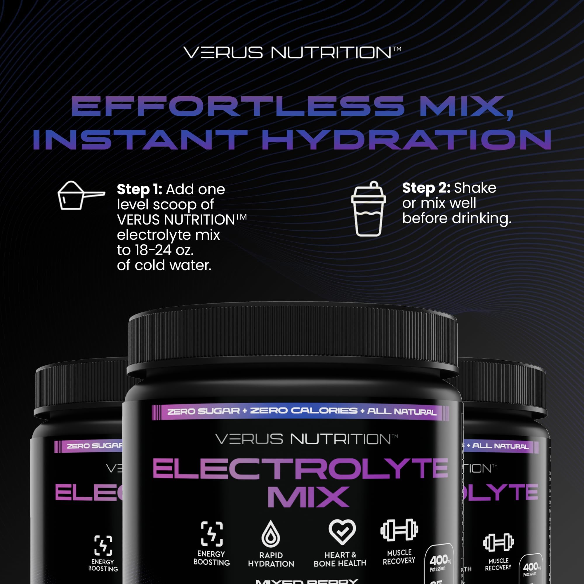 VERUS NUTRITION preparación rápida disolviendo en agua
