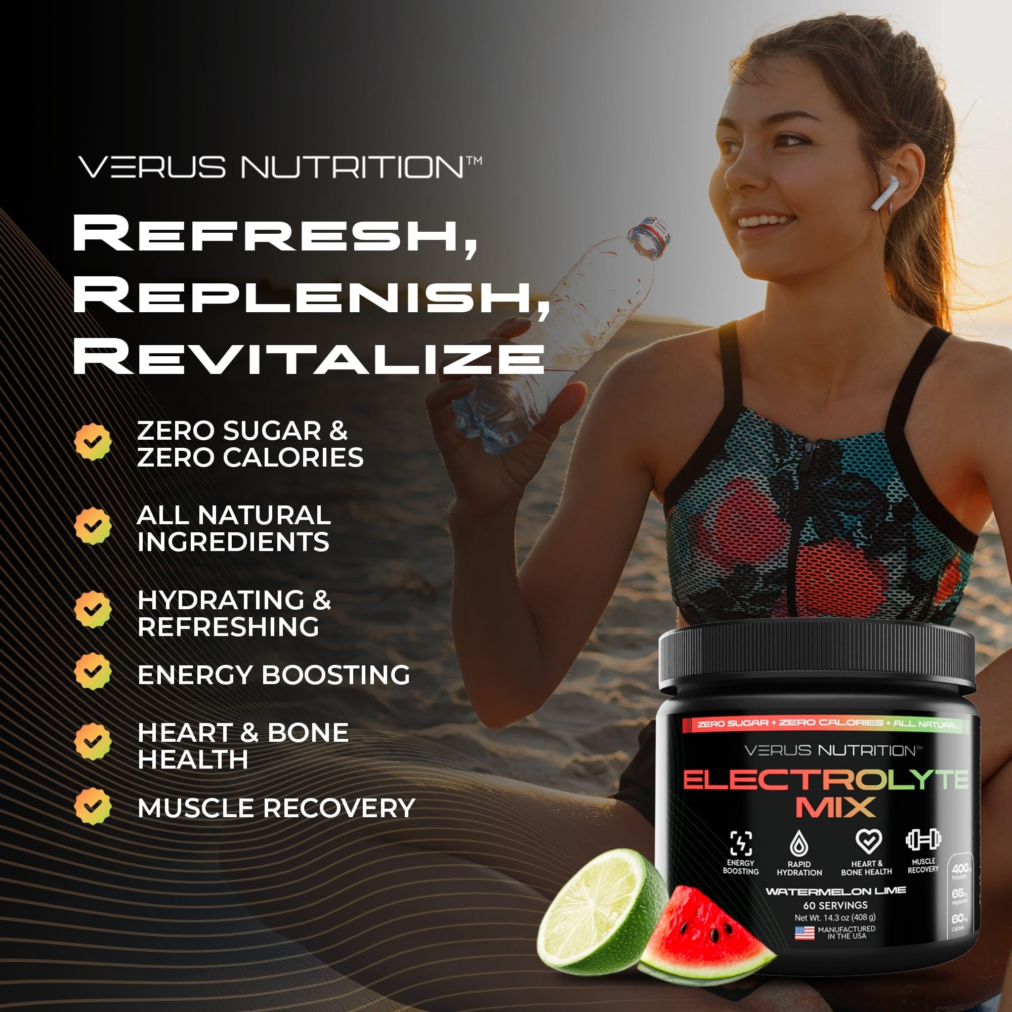 Sabor refrescante para días calurosos VERUS NUTRITION sandia-lima