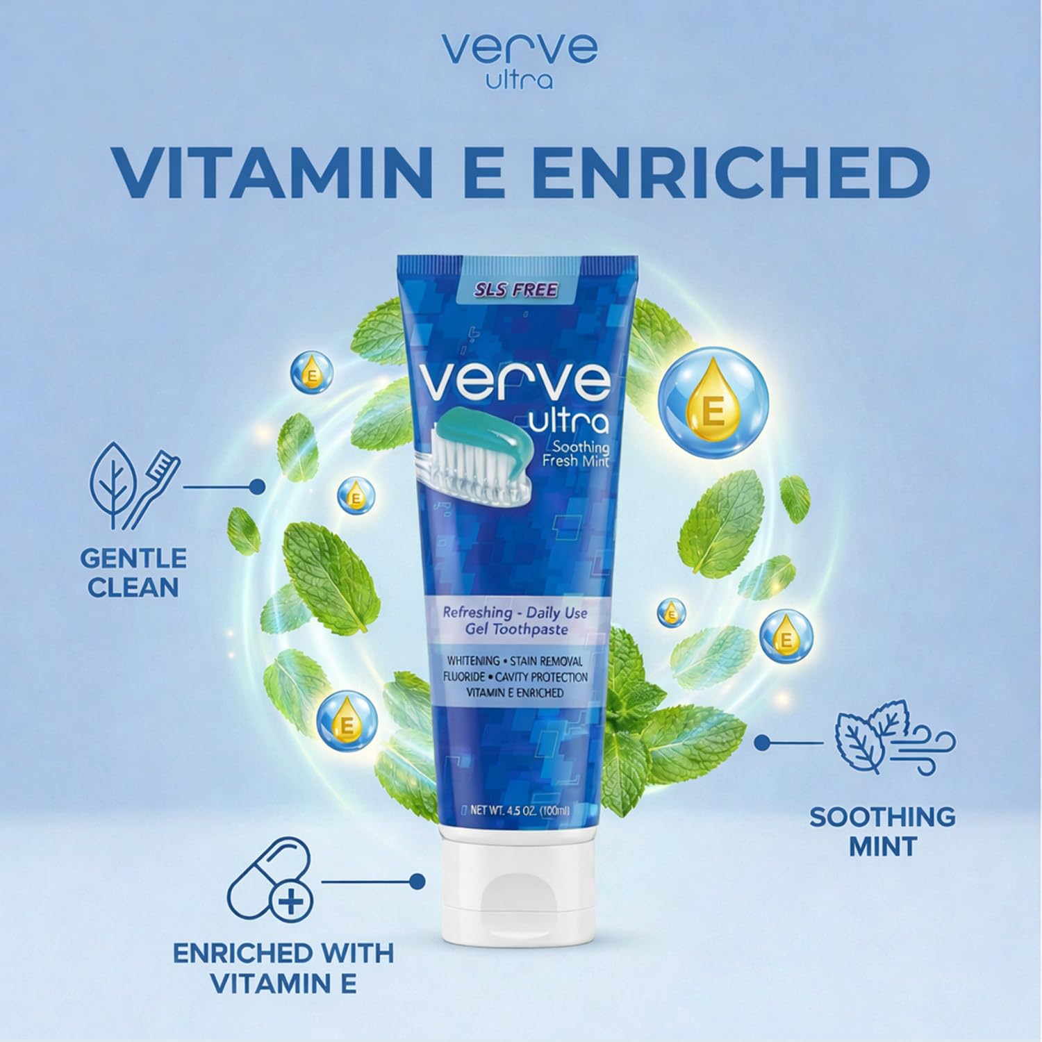 Verve Ultra con menta fresca para una boca limpia