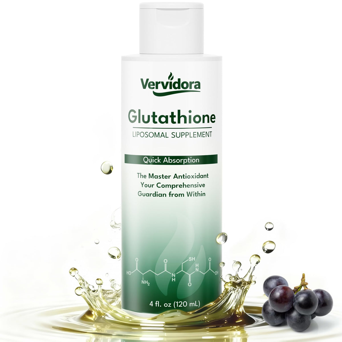 Vervidora glutatión liposómico en botella para uso diario, antioxidante de apoyo.