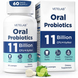 VeteLab Oral Probiotics: paquete de 60 pastillas para aliento más fresco.
