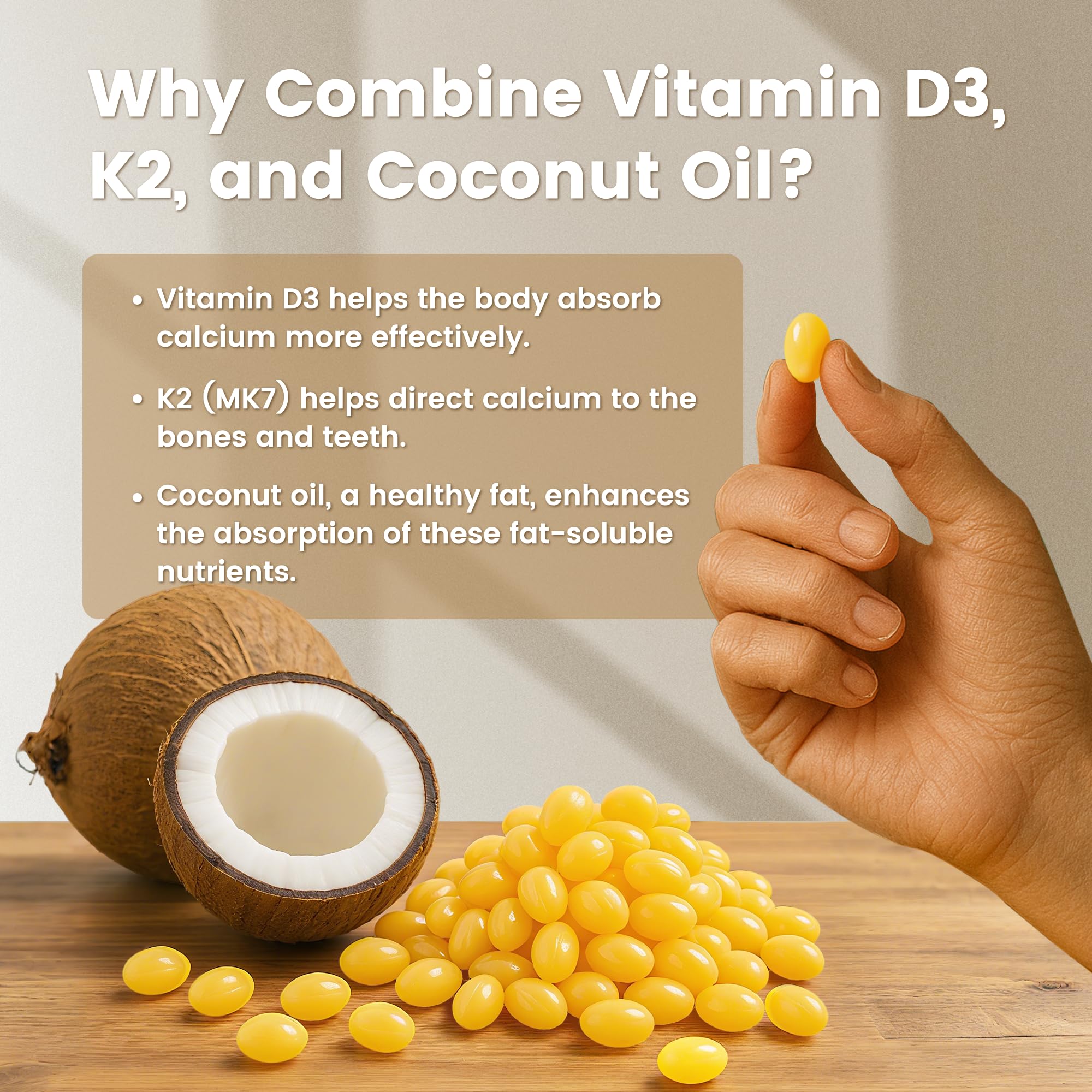 VEV Corefeel aceite de coco mejora absorción de vitaminas liposolubles.