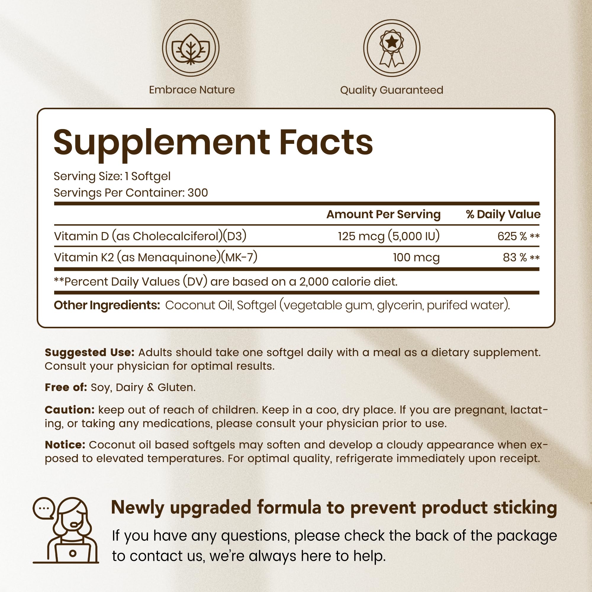 VEV Corefeel-dosis-d3-k2-100-mcg, MK-7, para mayor absorción.