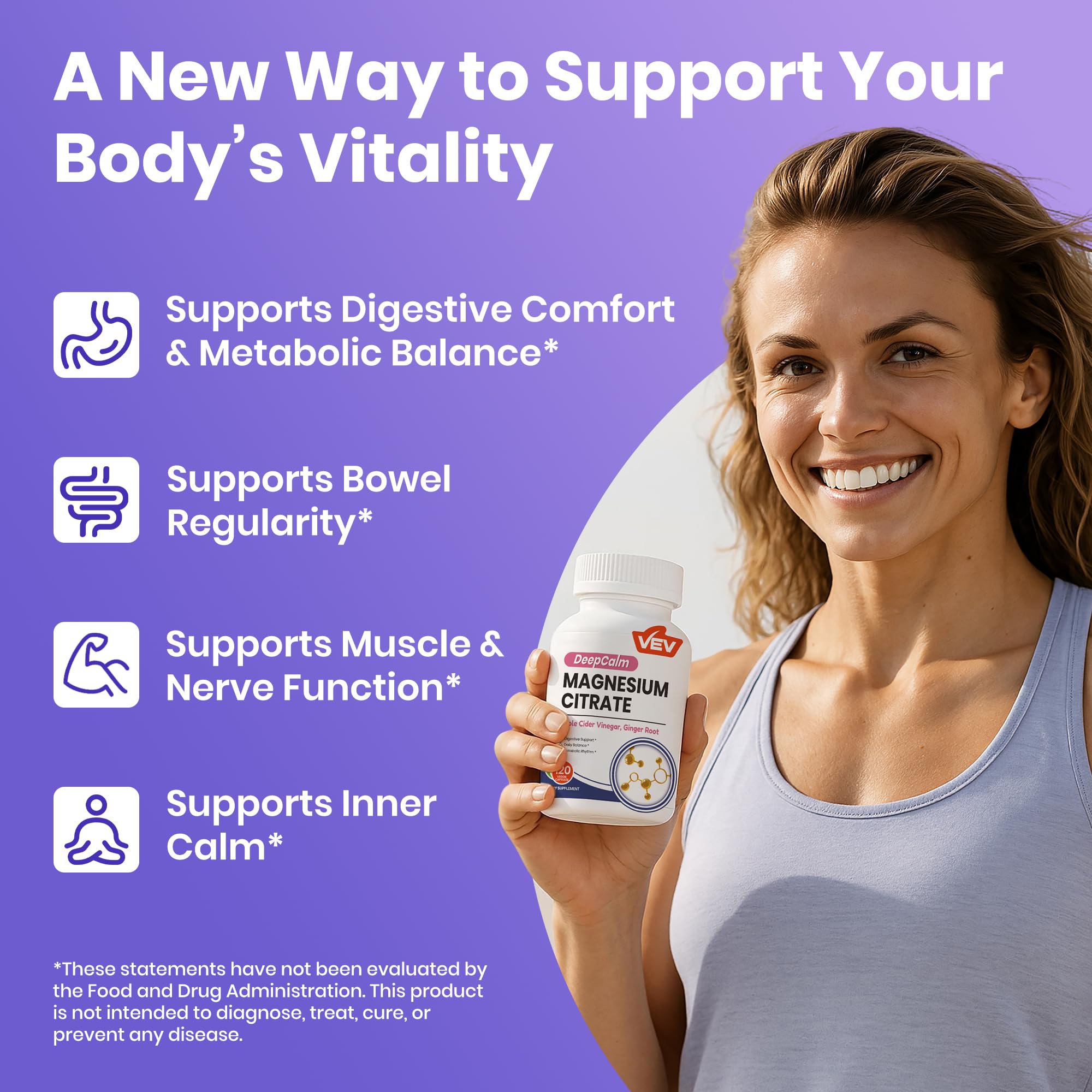 VEV Deep Calm con jengibre para apoyo digestivo natural.
