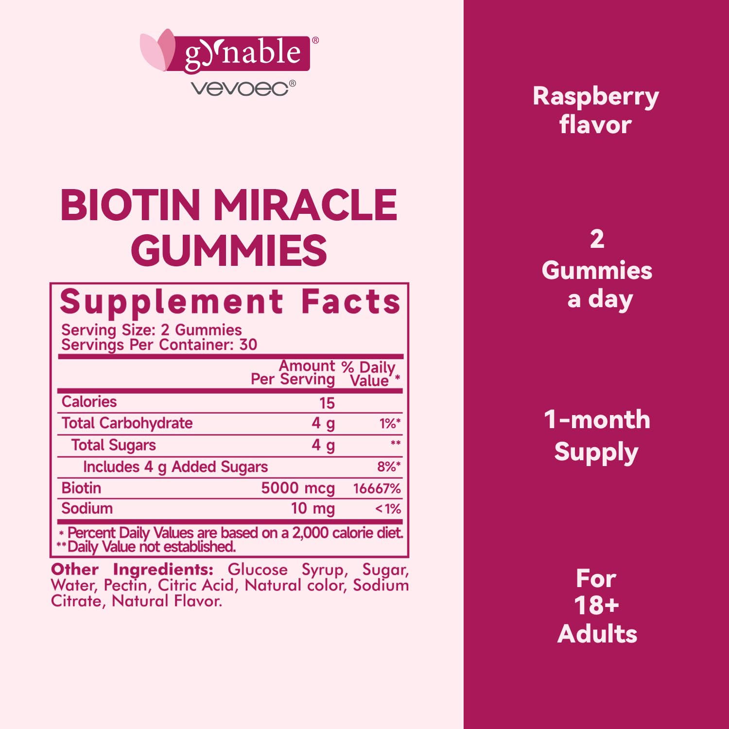 Gominas Vevoec Gynable Biotina para piel radiante