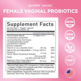 Vevoec Gynable: etiqueta de ingredientes, incluye vitaminas y selenio para apoyo general.