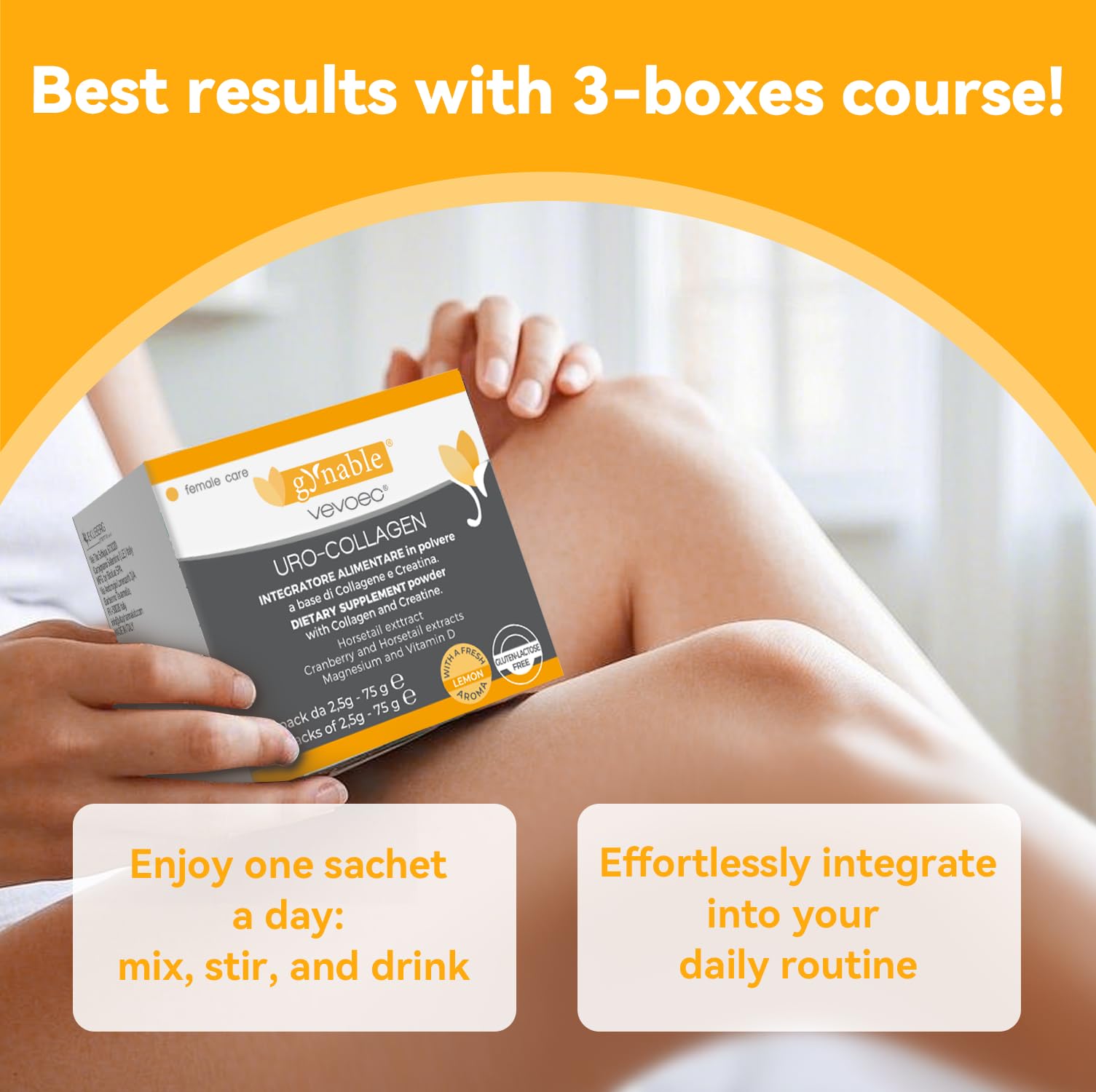 Vevoec Gynable UROCollagen: etiqueta ingredientes, transparencia y beneficios potenciales.