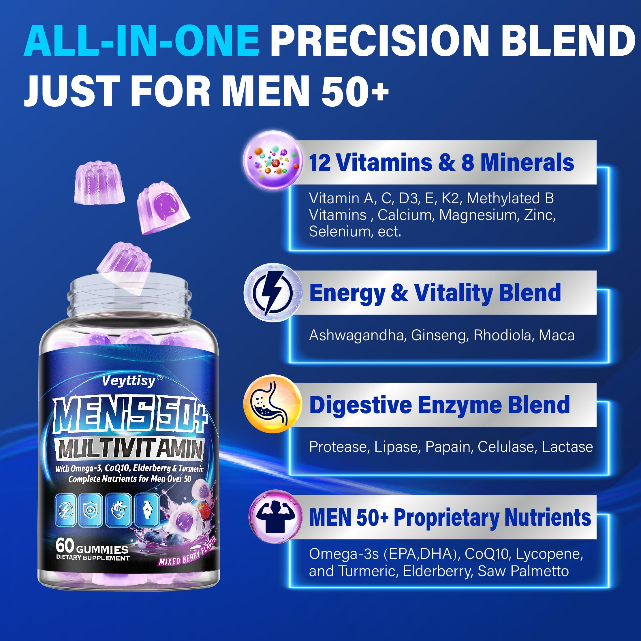 Etiqueta de ingredientes de Veyttisy multivitaminas para nutriente clave