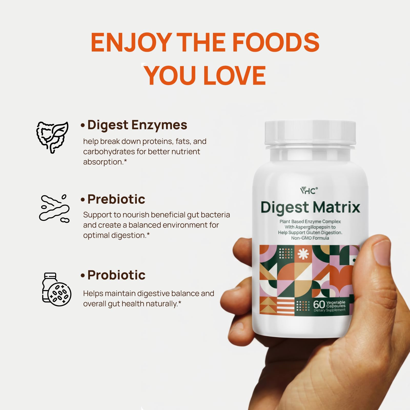 VHC Enzimas Digestivas - cápsulas de 500 mg para una digestión más fluida