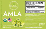 Via Natura Organics Amla cápsulas, etiqueta frontal con información clara de vitamina C