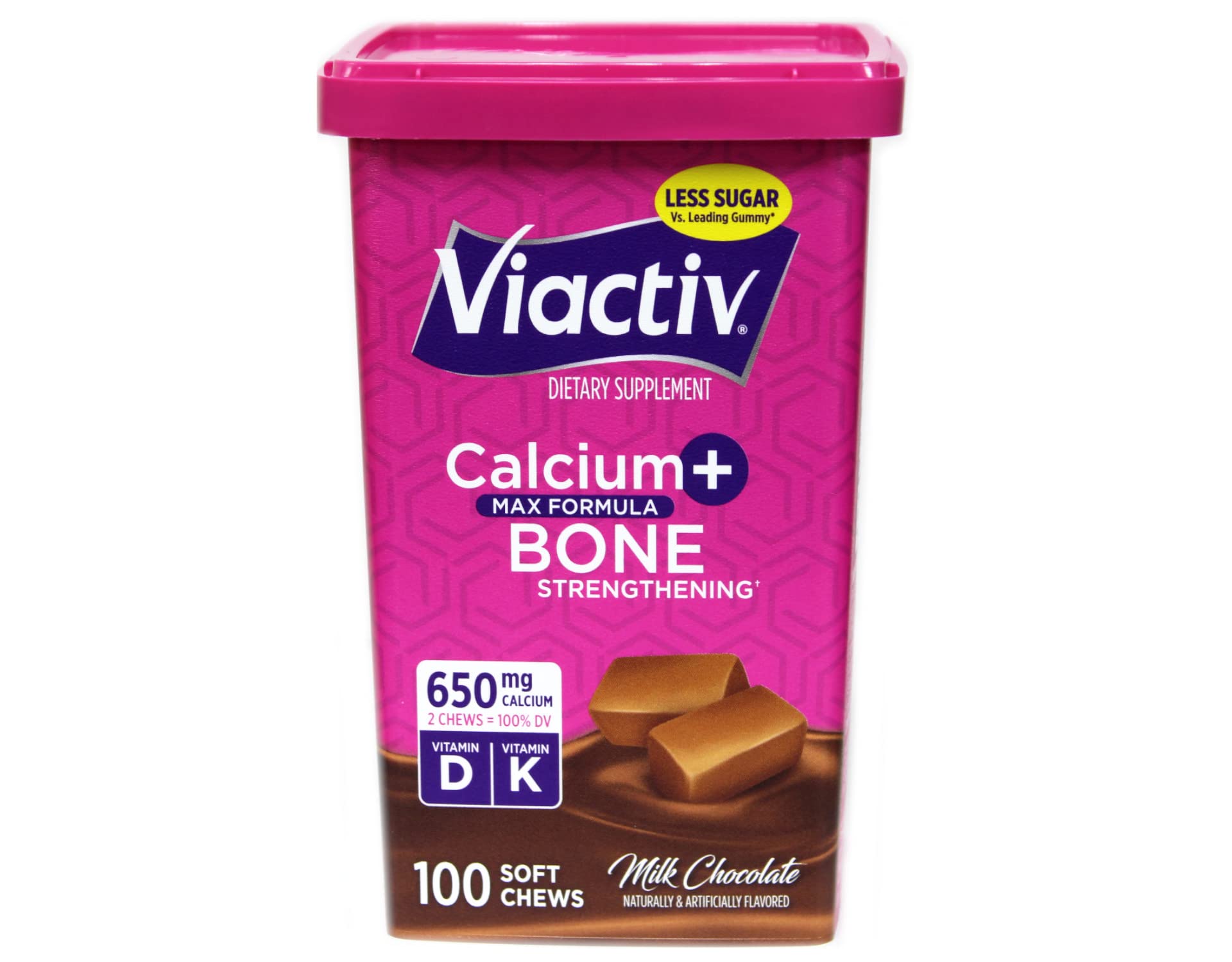 Viactiv Max gomitas suaves, textura agradable y fáciles de tomar sin agua.