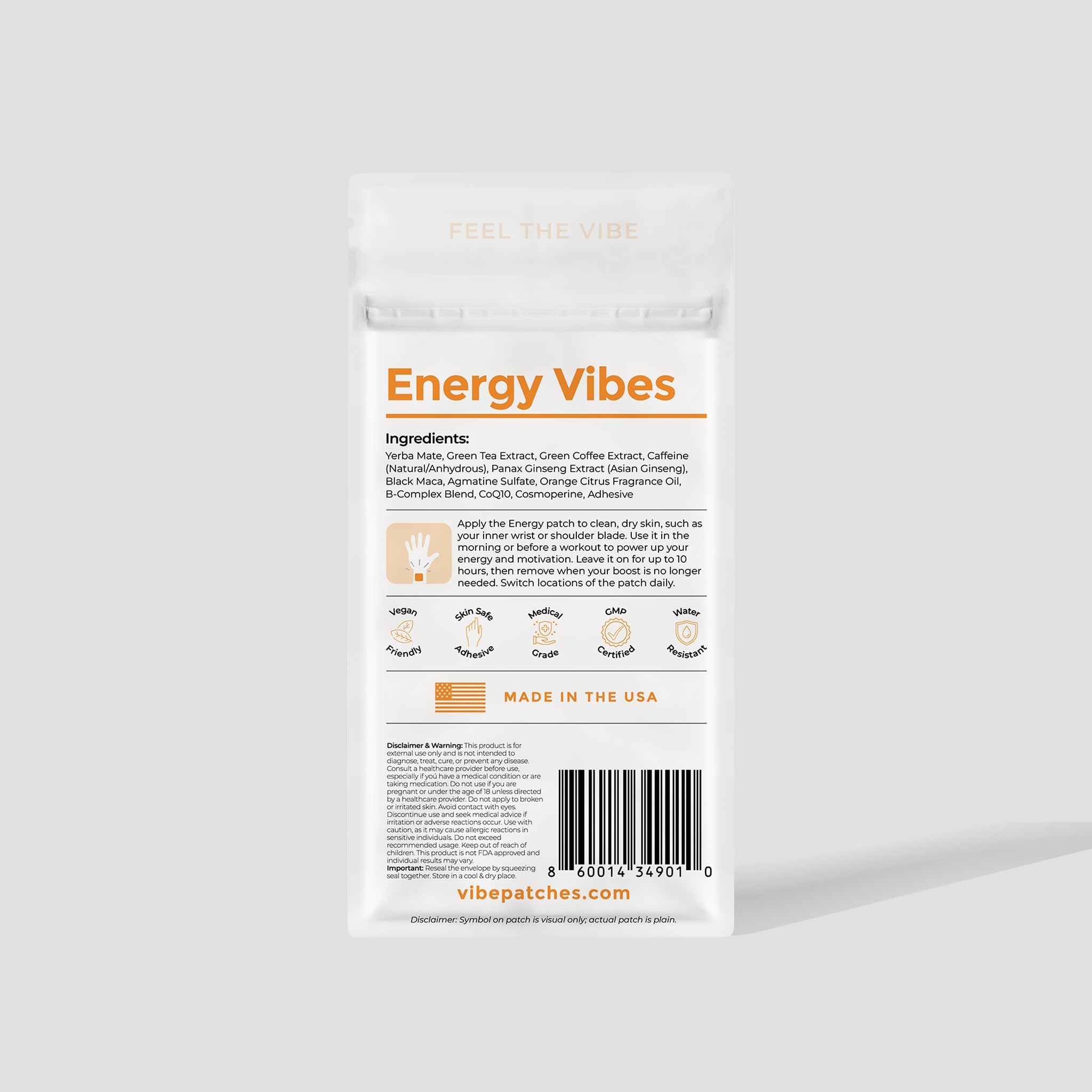 Vibe Patches Energy Patch vegano y libre de látex para piel sensible