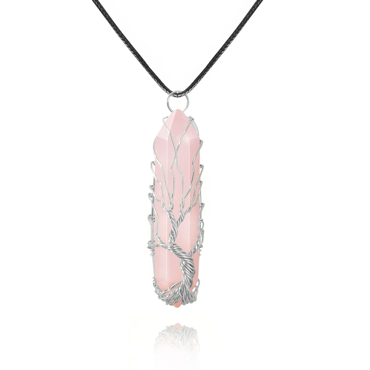 Colgante VIBILIA con cuarzo rosa y árbol de la vida para uso diario.