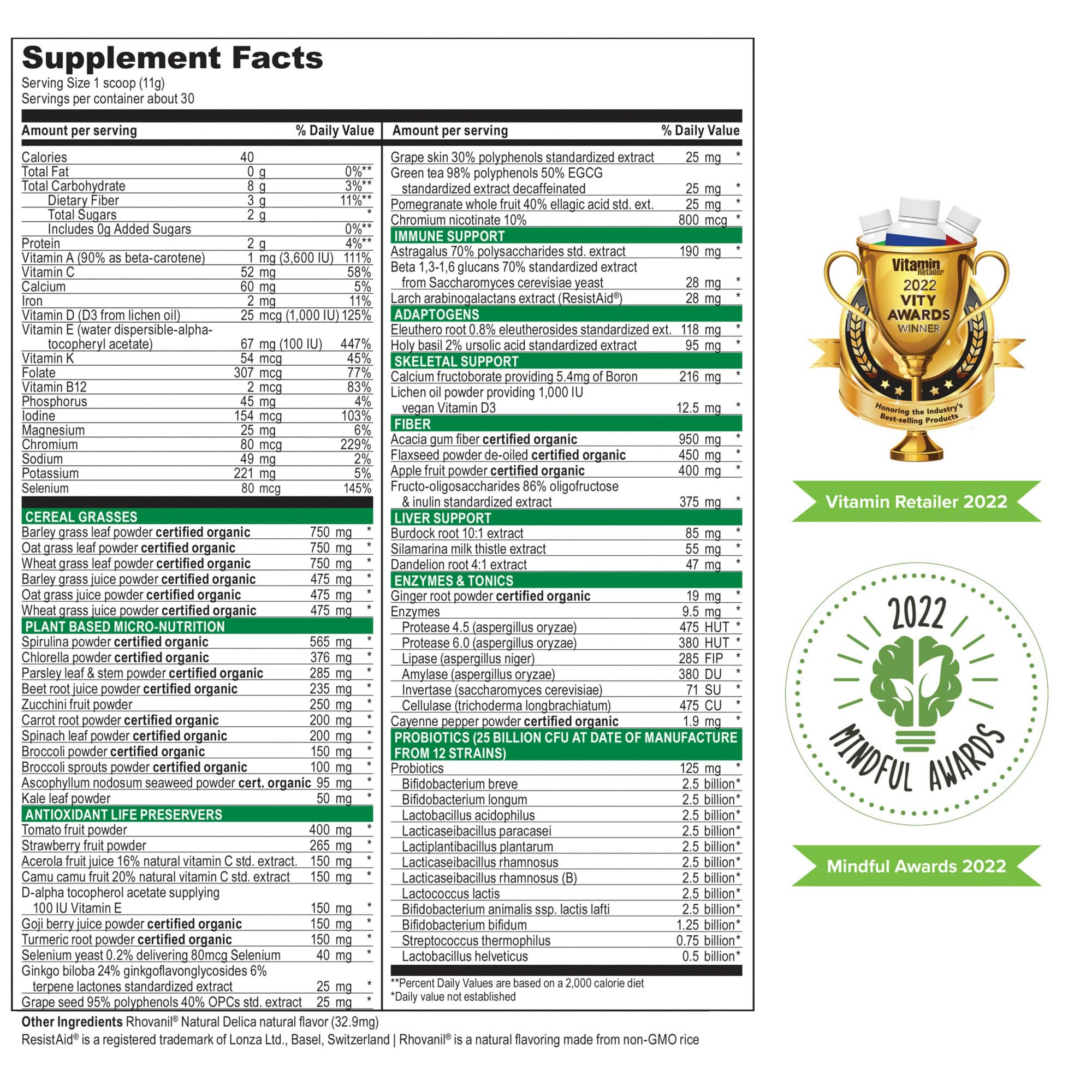Vibrant Health Green Vibrance, 65 superalimentos para nutrición amplia