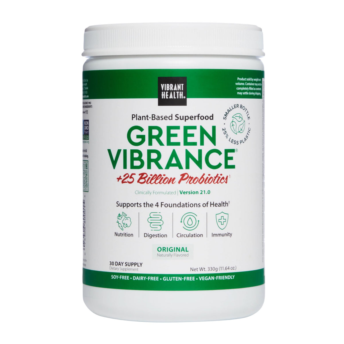 Vibrant Health Green Vibrance, cucharada en vaso para ingesta verde rápida
