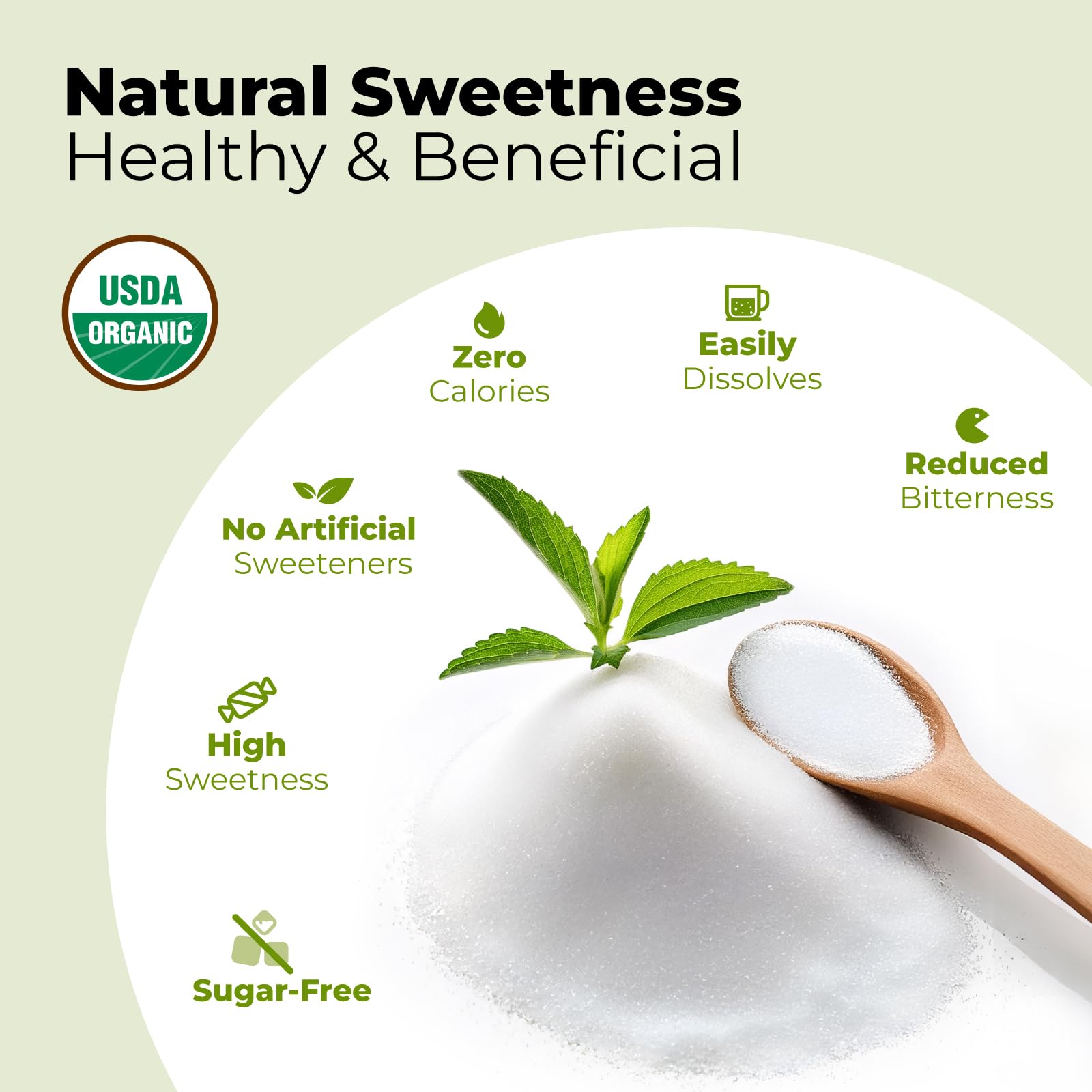Viccoky Stevia Orgánica en Polvo ideal para endulzar bebidas sin calorías.