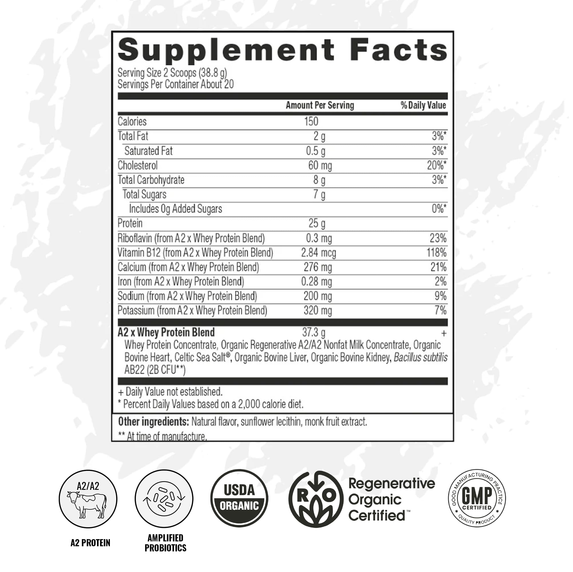 VICERA A2 proteína batido cremoso, textura agradable para entrenamiento ligero.